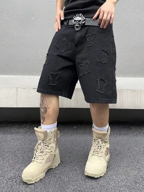 Japanese Brand Kurihara x Risa Distressed Y2k Shorts Jorts Denim Size US 32 / EU 48 - 8 Thumbnail