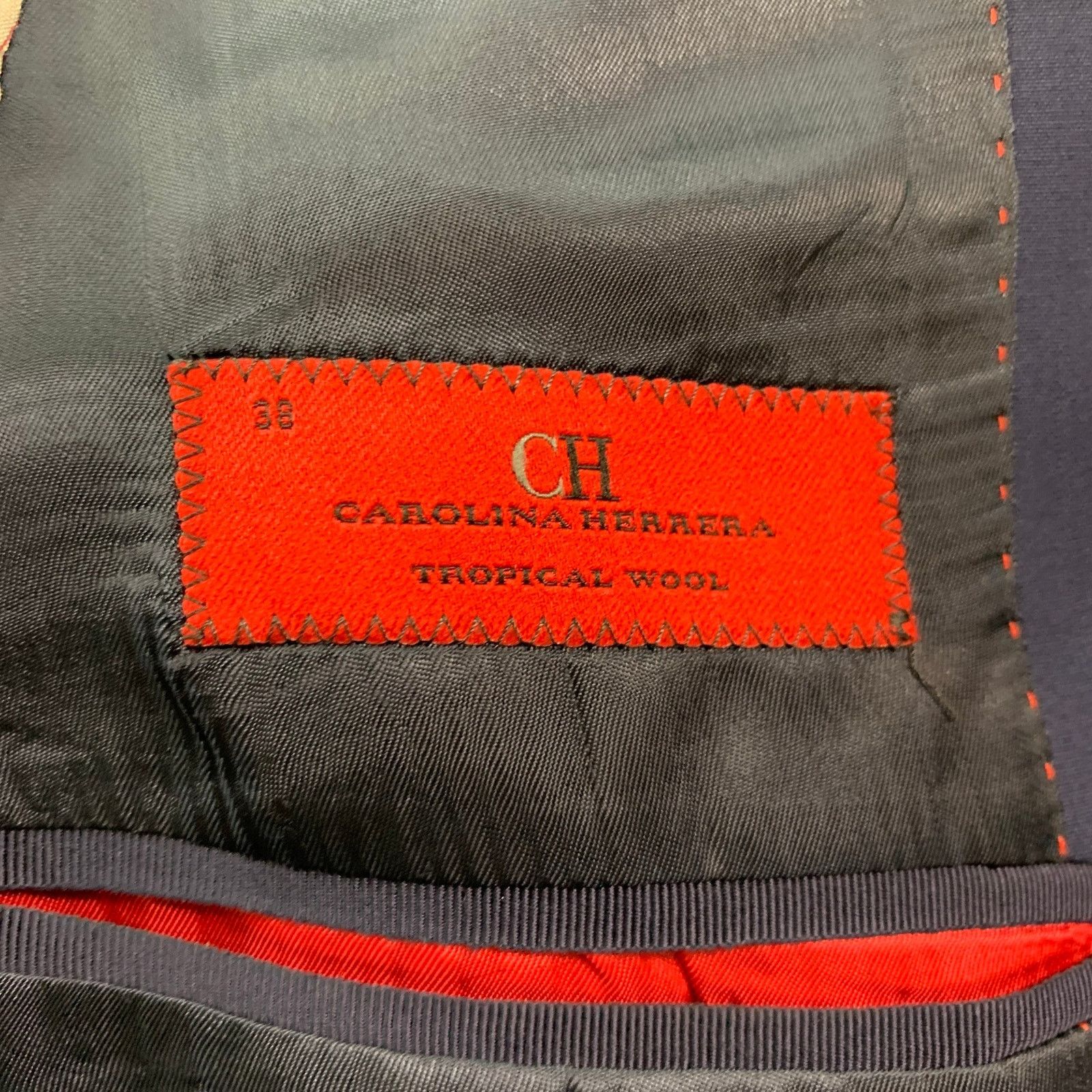 Carolina Herrera Size 38 Navy Virgin Wool Single Breasted Sport Coat Size 38R - 5 Thumbnail