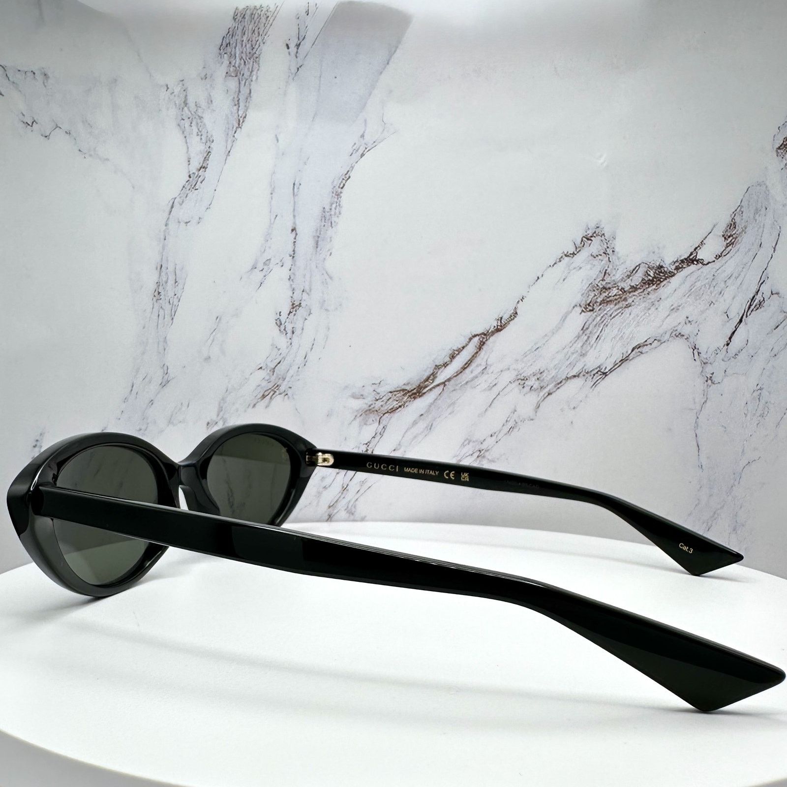 Gucci New GUCCI Sunglasses Black Cat Eye Gold Metal GG Logo Size ONE SIZE - 14 Thumbnail