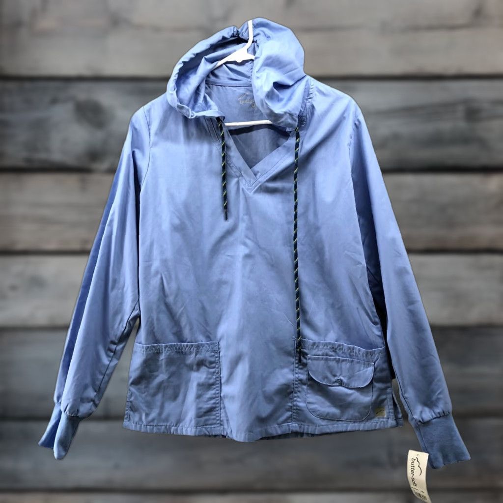 Vintage NWT Butter-Soft Scrub Hoodie Womens S Ceil Blue 4 Pocket Core Long Sleeve Shirt Size S / US 4 / IT 40 - 1 Thumbnail