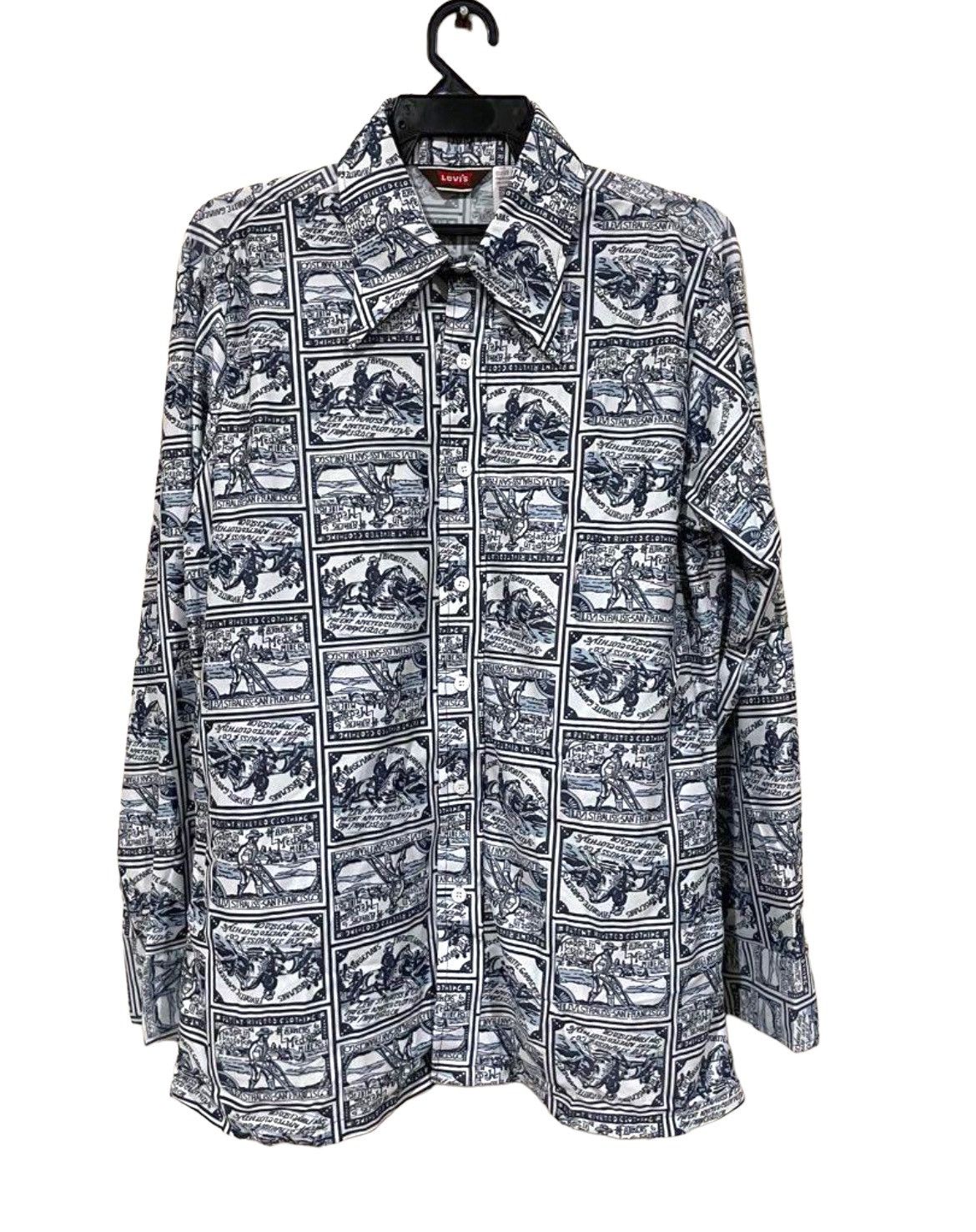 Levi's 70s Levis The Farmer AOP True Vintage Very Rare Shirts Size US L / EU 52-54 / 3 - 1 Thumbnail