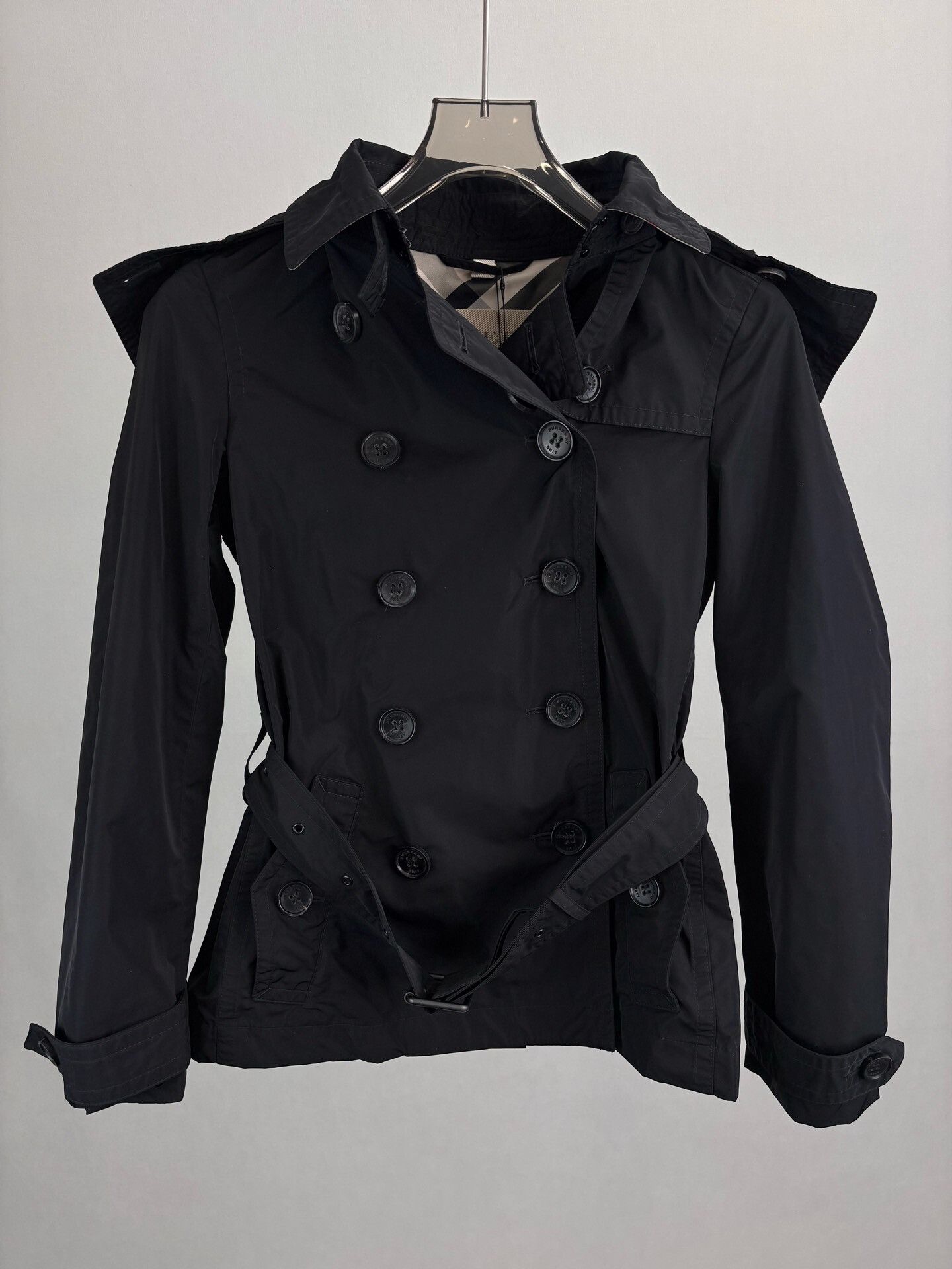Burberry Burberry Black Short Nylon Trench Coat Size XXS / US 00 / IT 34 - 1 Thumbnail
