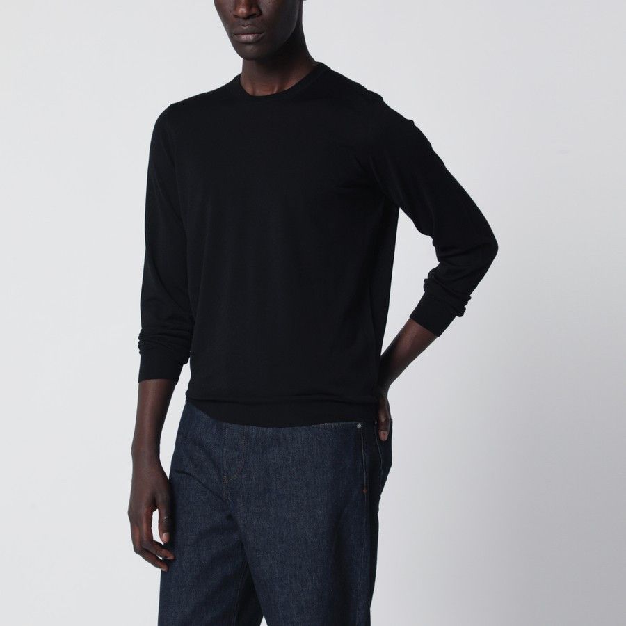 Drumohr o1d2blof0226 Wool Crew Neck Sweater in Black Size US M / EU 48-50 / 2 - 1 Thumbnail