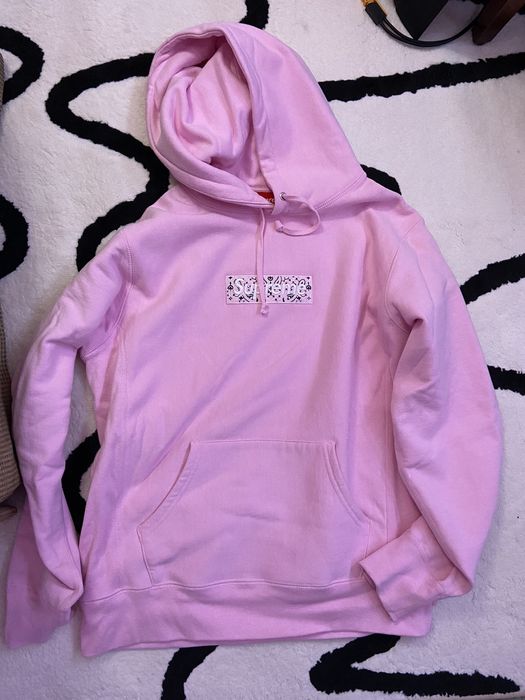 Supreme Supreme Bandana Box Logo Hoodie Pink | Grailed