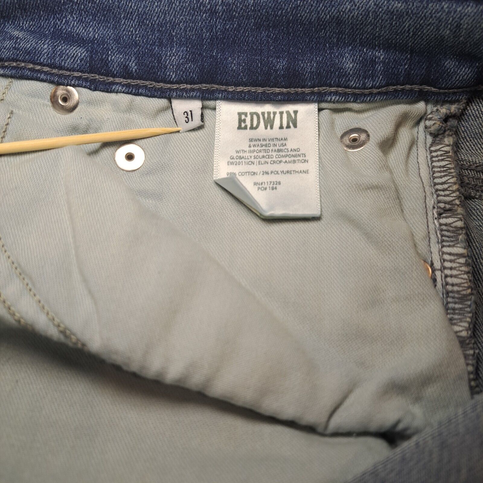 Edwin Edwin Jeans Elin Crop Straight Leg Denim Ambition Sz 31 NWT Size 31" - 5 Thumbnail