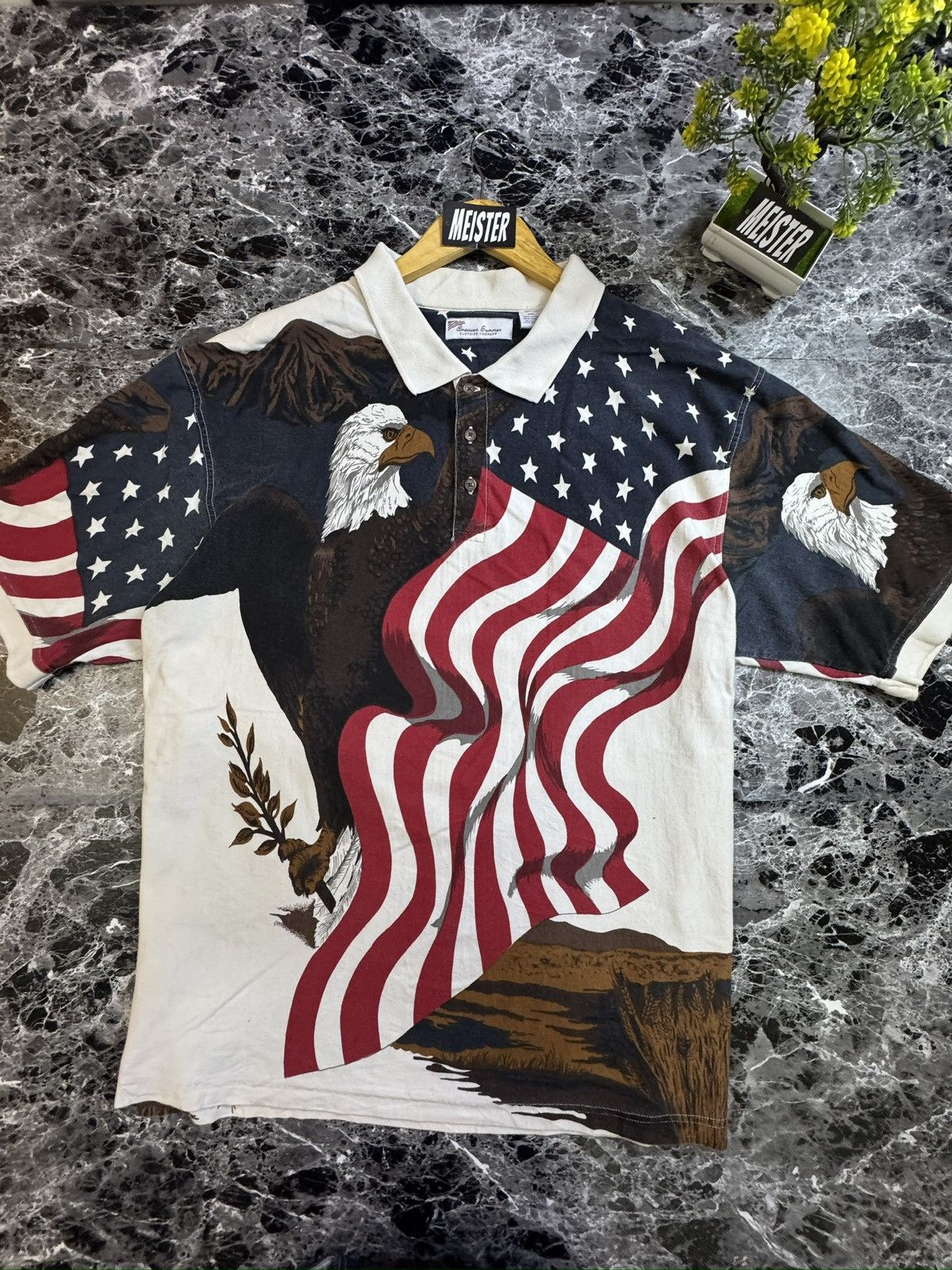 American Eagle Outfitters American Summer Overprint Polo Short Sleeve Shirt Size US XXL / EU 58 / 5 - 1 Thumbnail