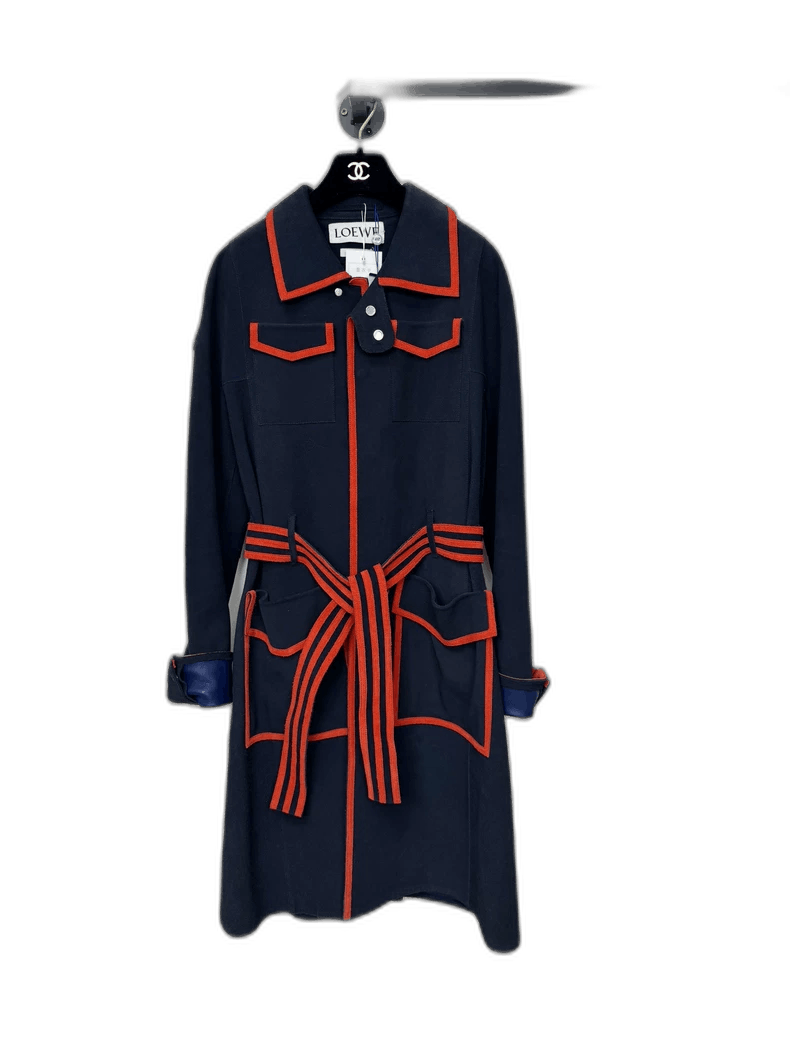 Loewe Loewe Suede Coat with Red Accents Size L / US 10 / IT 46 - 1 Thumbnail