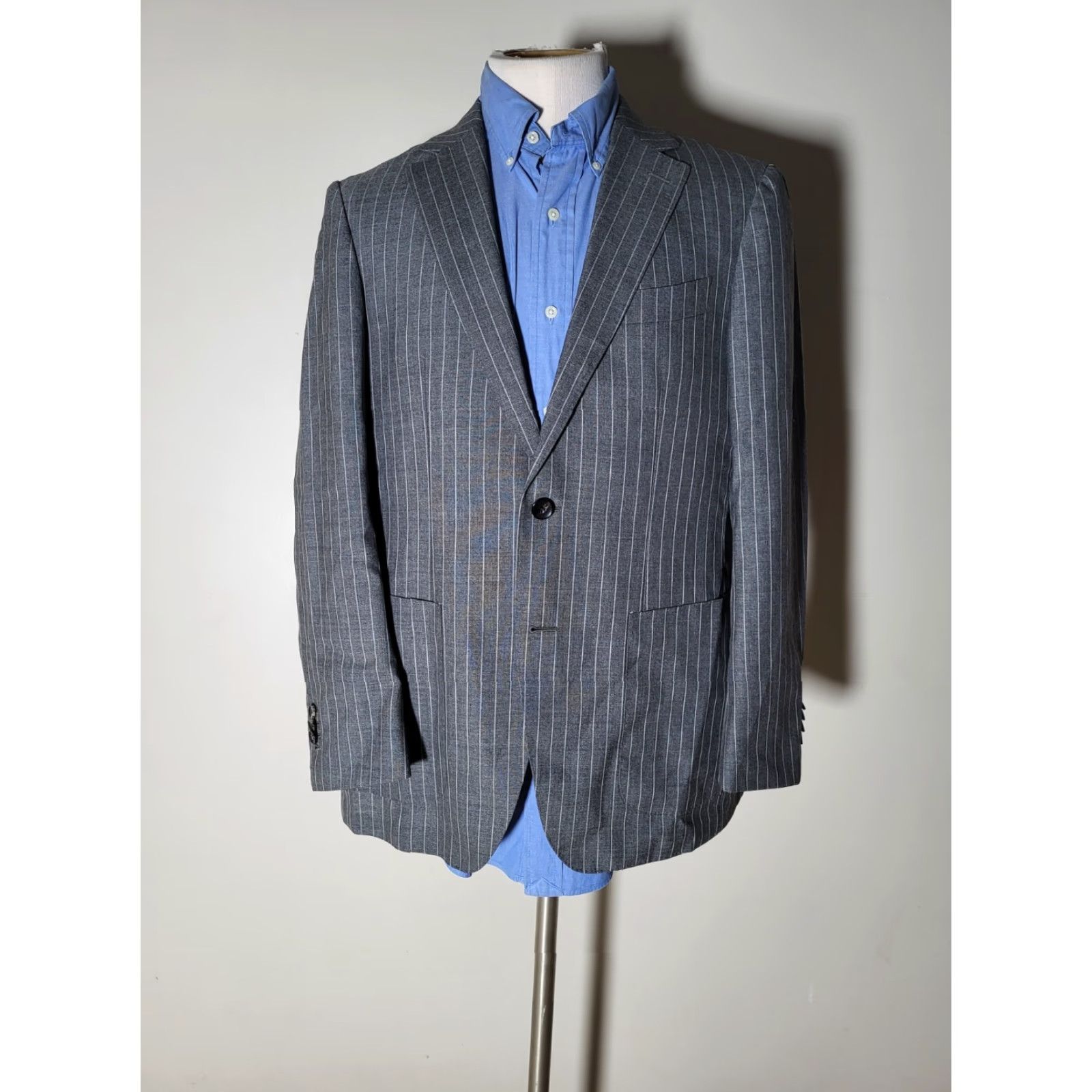 Suitsupply Suitsupply Gray Striped Havana VBC Wool Blazer Sport Coat Coat 40R Slim Notch Two-Button Wool Men Regular Vintage No Size 40R - 3 Thumbnail