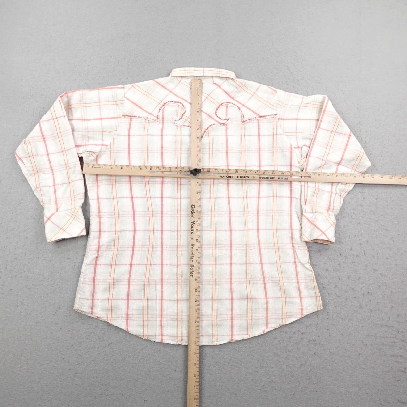 Ariat Ariat Shirt Womens XXL Pink Blue White Plaid Western Pearl Snap Metallic Rodeo Size XXL / US 16-18 / IT 52-54 - 7 Thumbnail