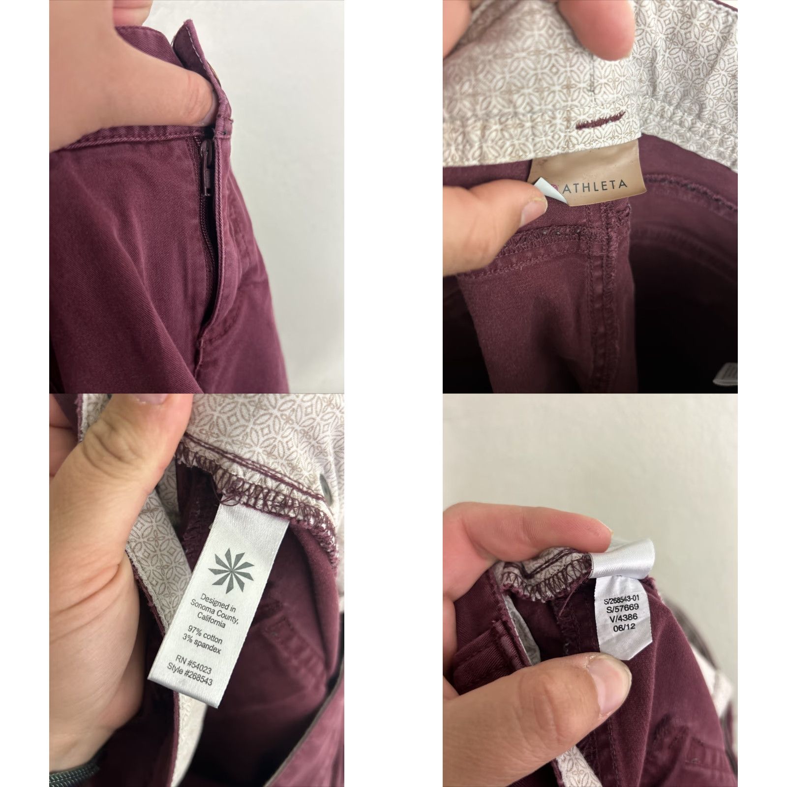 Athleta Athleta Slim Ankle Zip Pants Size 32x31 Maroon Cargo Outdoor Camping 268543 Size 24" / US 00 / IT 34 - 9 Thumbnail