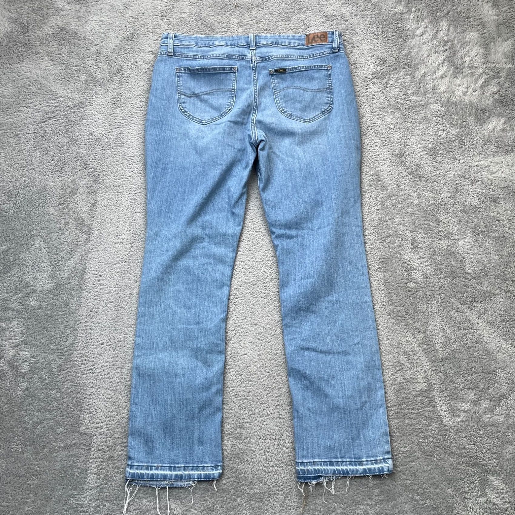 Lee Lee Jeans Womens 16 Long Blue Straight Leg Denim Logo Cotton Stretch Mid Rise Size 38" / US 16 / IT 52 - 2 Thumbnail