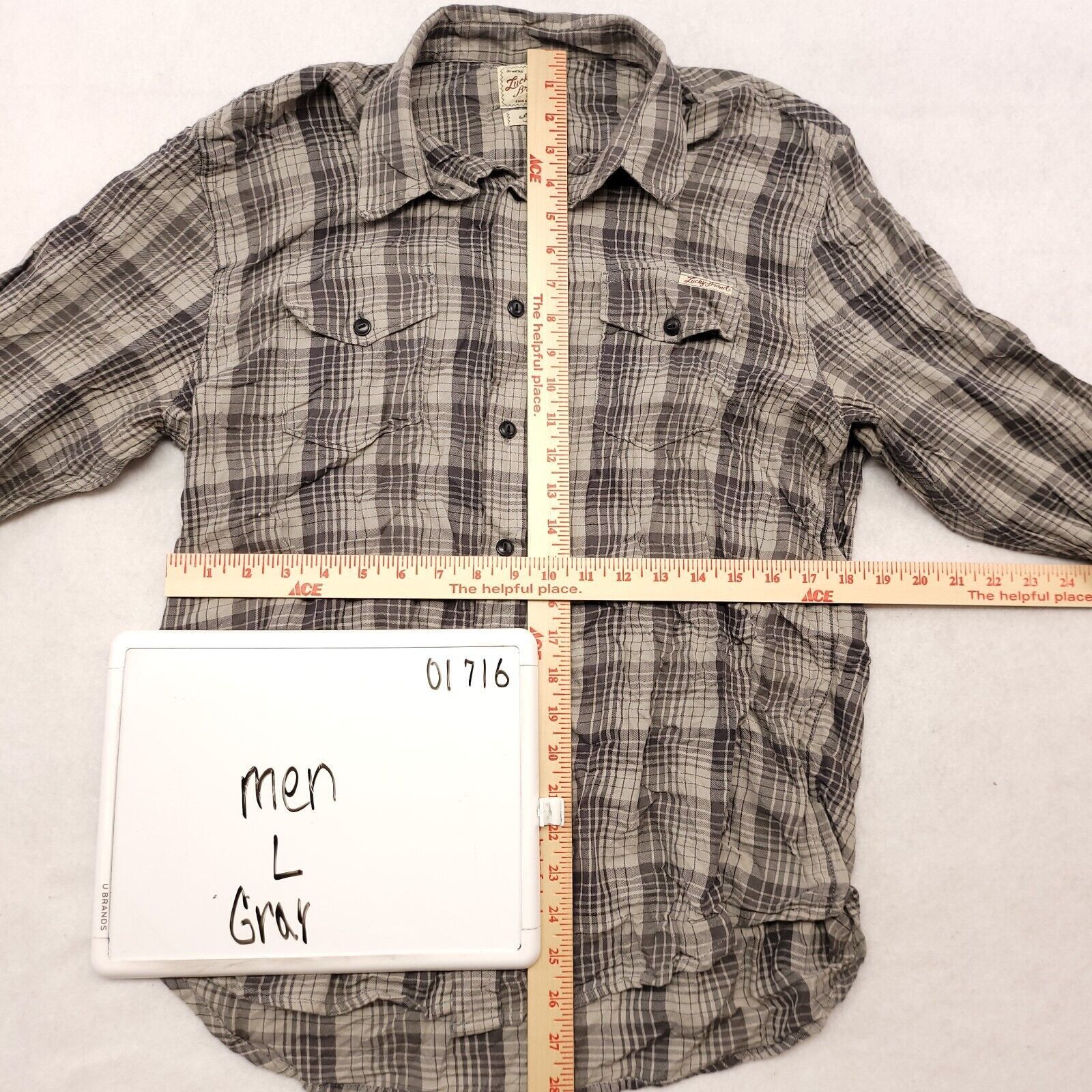 Lucky Brand Lucky Brand Madras Flannel Button Up Shirt Mens Size L Gray Size US L / EU 52-54 / 3 - 6 Thumbnail