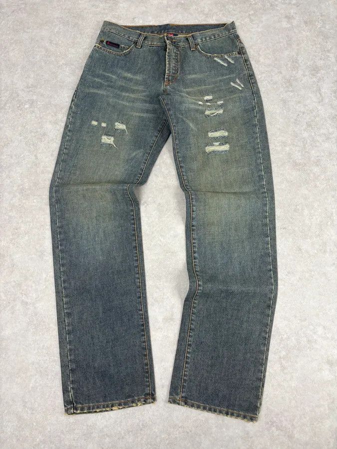 Dolce & Gabbana 2000s Dolce & Gabbana Faded Blue Denim Distressed Jeans Size US 32 / EU 48 - 2 Thumbnail