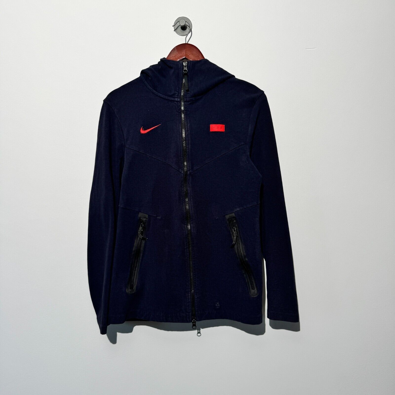 Nike × Vintage Vintage Nike Unisex Navy Blue Polyester Zip Hoodie Size S Size US S / EU 44-46 / 1 - 1 Thumbnail