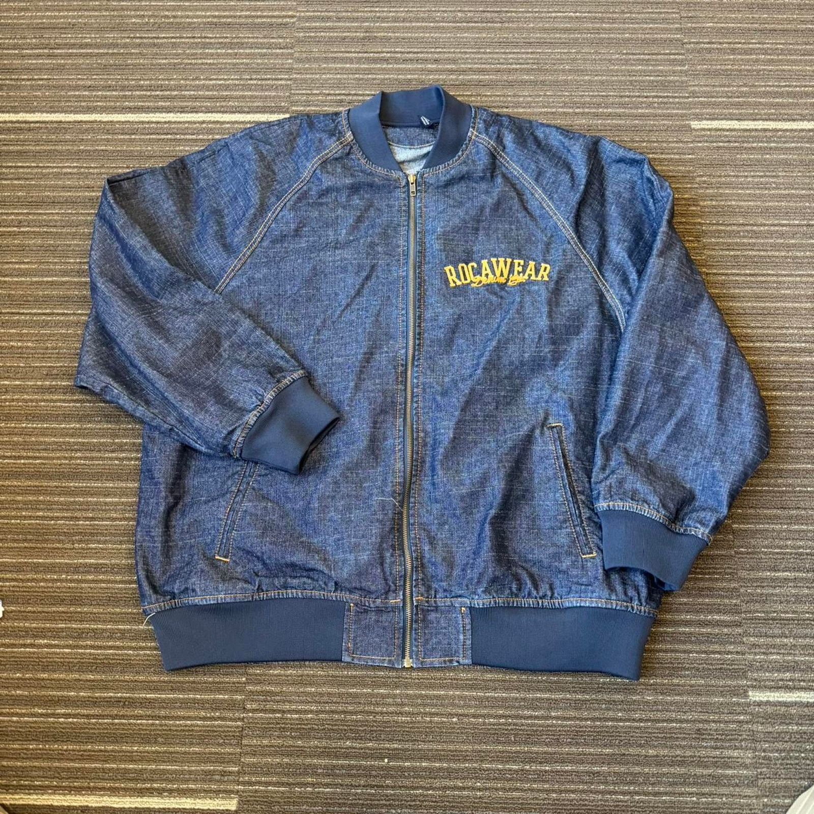Rocawear × Vintage Vintage 90s Roca Wear Denim varsity style denim jacket Size US XXL / EU 58 / 5 - 1 Thumbnail