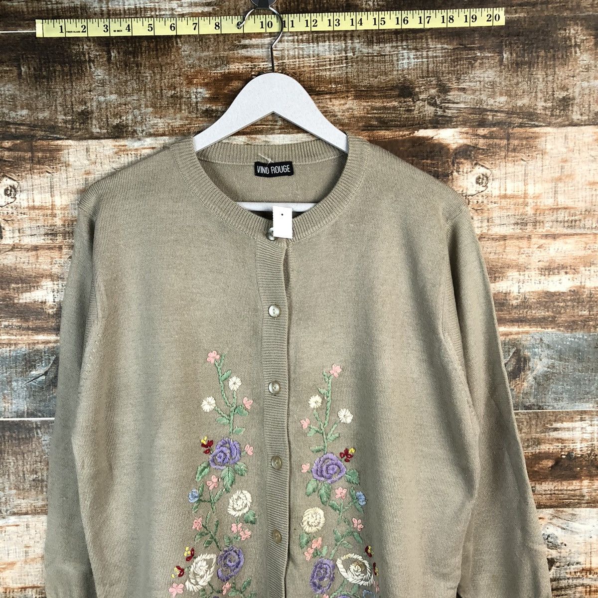 Japanese Brand Vino Rouge Brown Patterned Cardigans Knitwear #A1263 Size L / US 10 / IT 46 - 5 Thumbnail