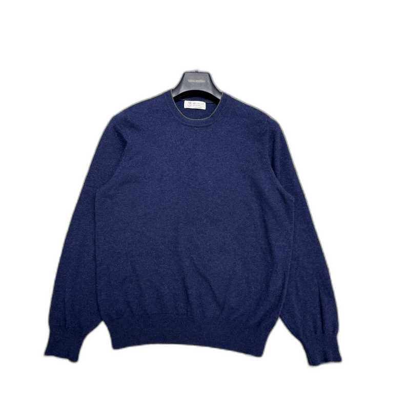 navy wool pullover sweater by brunello cucinelli