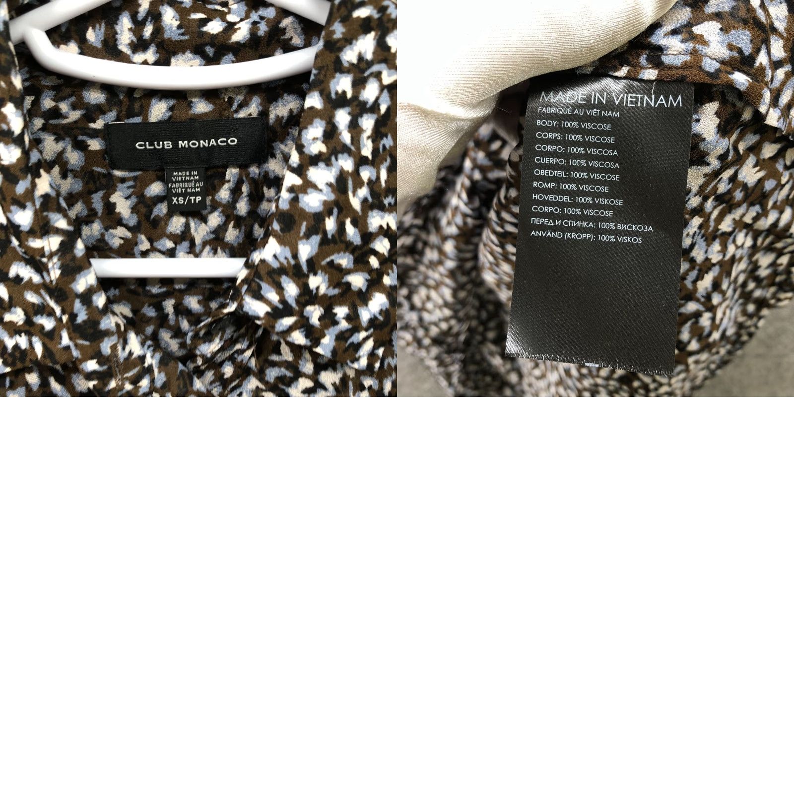 Club Monaco Club Monaco Blouse Long Sleeve Womens XS Button Down Silky Floral Brown Viscose Dressy Casual Workwear Size XS / US 0-2 / IT 36-38 - 8 Thumbnail