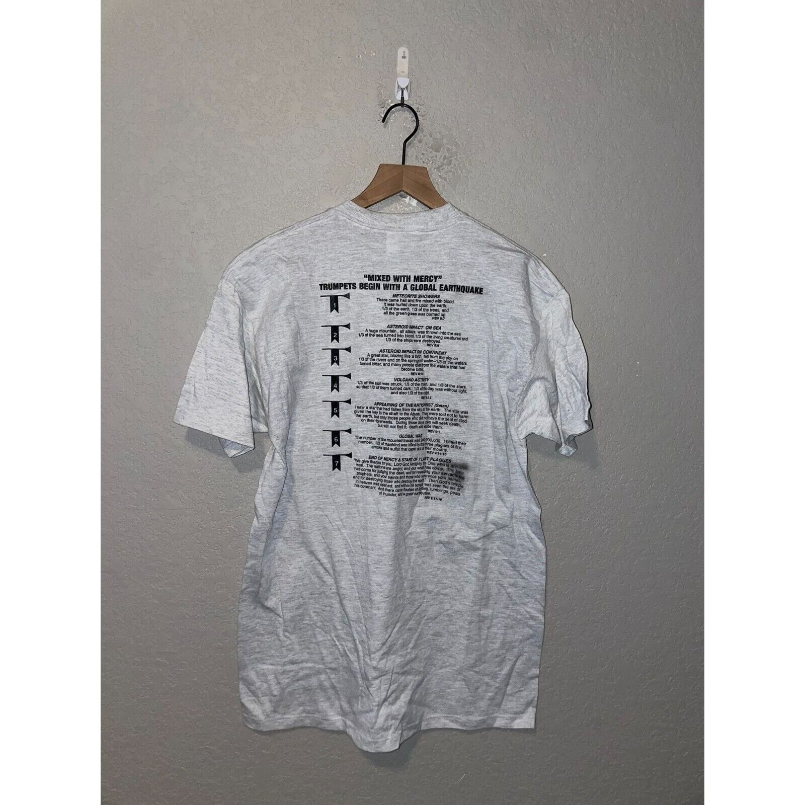 Jerzees Vintage Revelations Shirt Mixed Mercy Jesus Bible Tee 90s Size US L / EU 52-54 / 3 - 1 Thumbnail