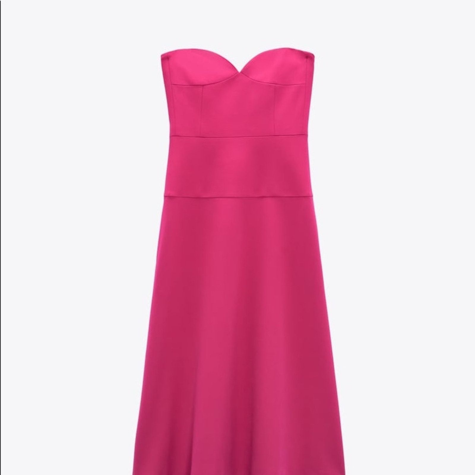 Zara ZARA BLOGGER FAVORITE BUSTIER MIDI DRESS FUCHSIA Size XS / US 0-2 / IT 36-38 - 15 Thumbnail