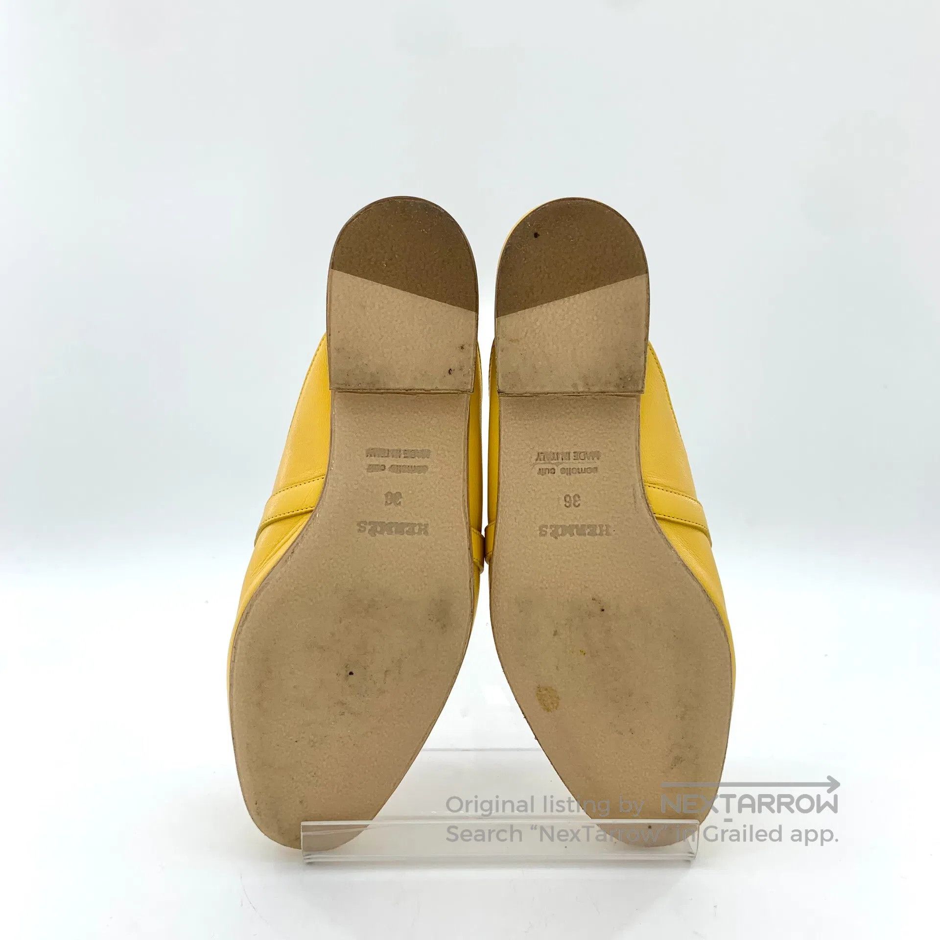 Hermes Hermes Yellow Round Toe Buckle Leather Mule Sandals| Size US 5.5 / IT 35.5 - 5 Thumbnail