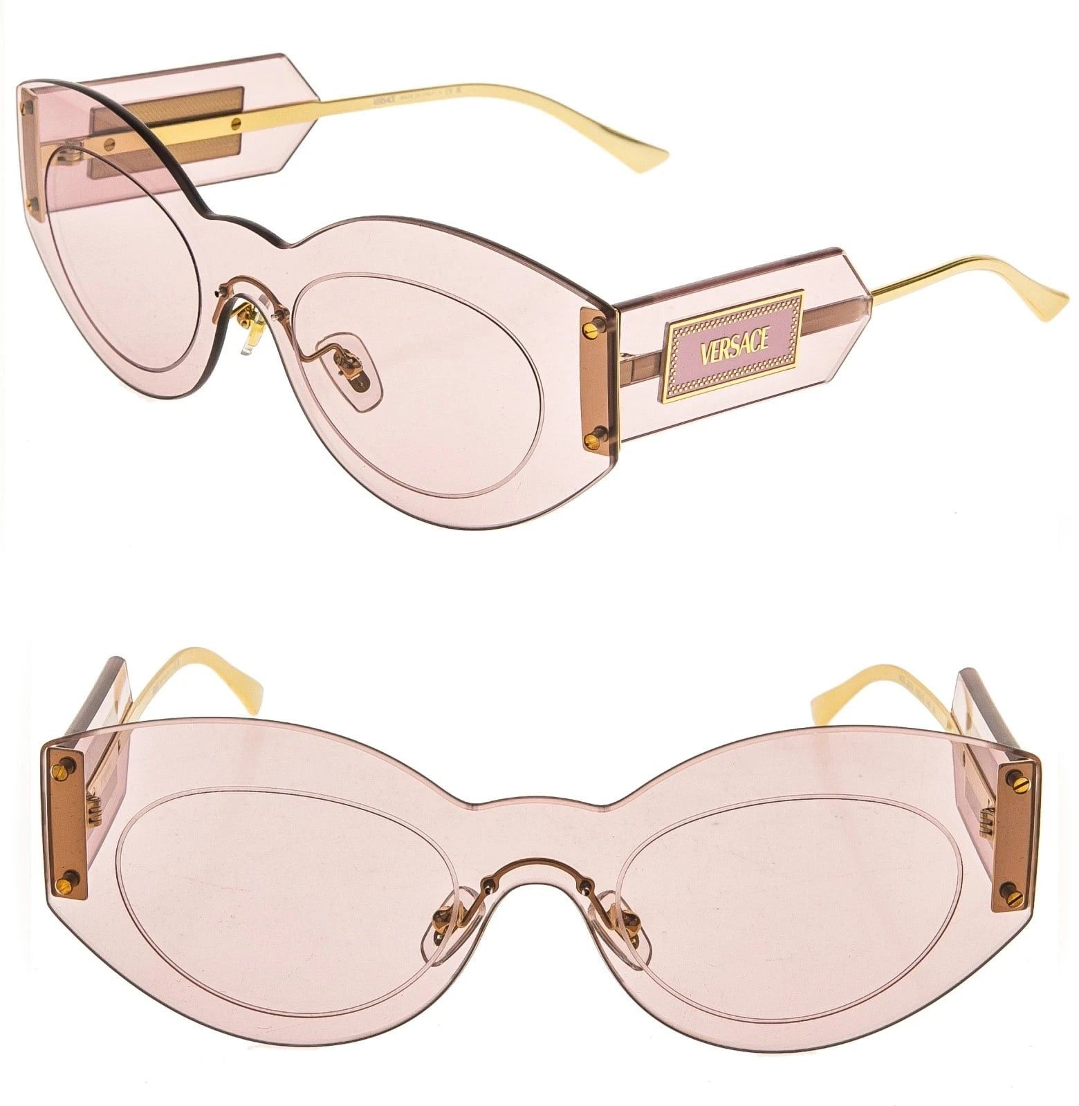 Versace VERSACE VE2276 DAMIER PLAQUE 2276 Pink Unisex Mask Sunglass Size ONE SIZE - 1 Thumbnail