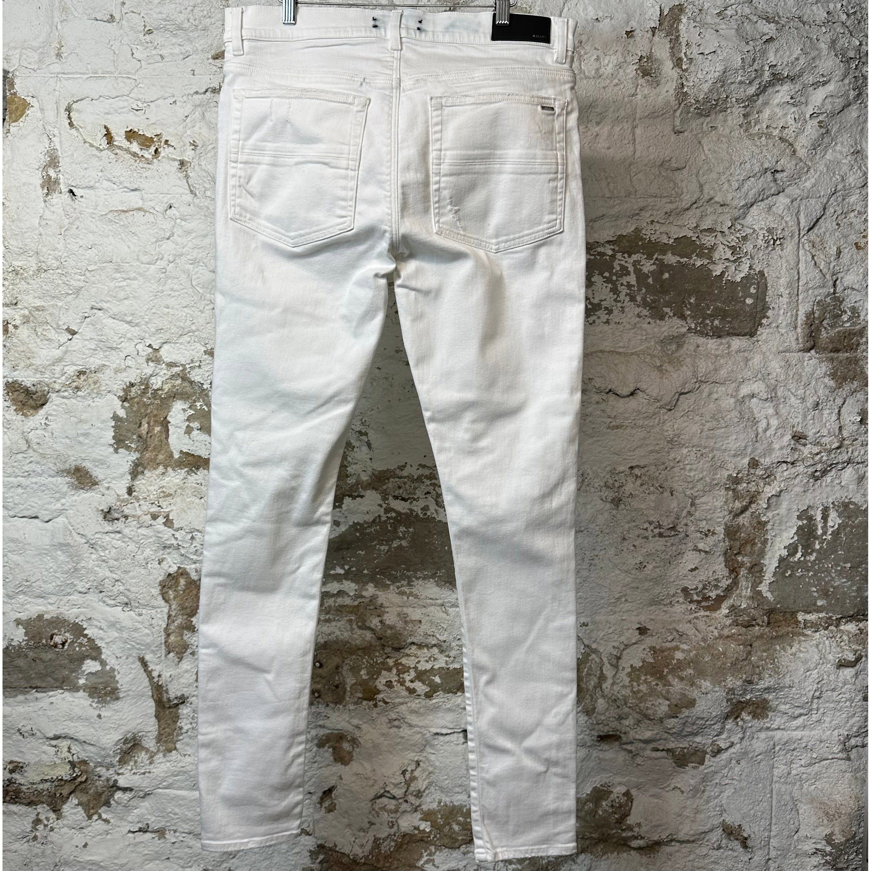 Amiri Amiri MX1 White Leather White Denim Jeans Sz 36 Size US 36 / EU 52 - 2 Thumbnail