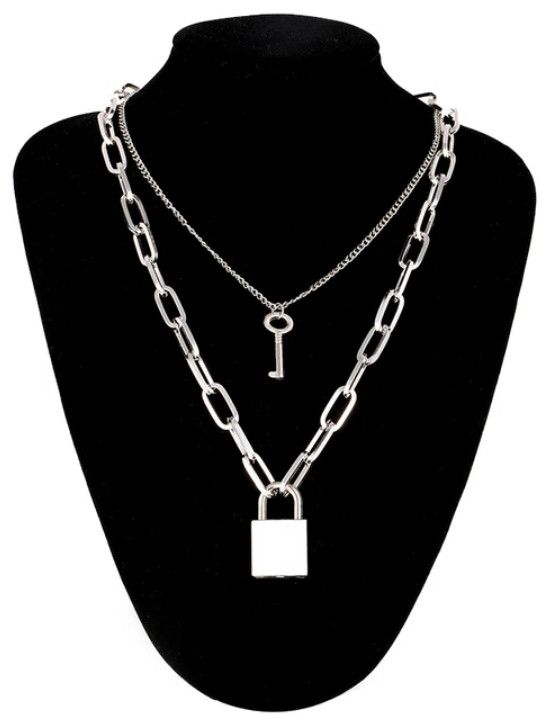 Jewelry Lock Chain Necklace with Padlock Pendants Size ONE SIZE - 4 Thumbnail