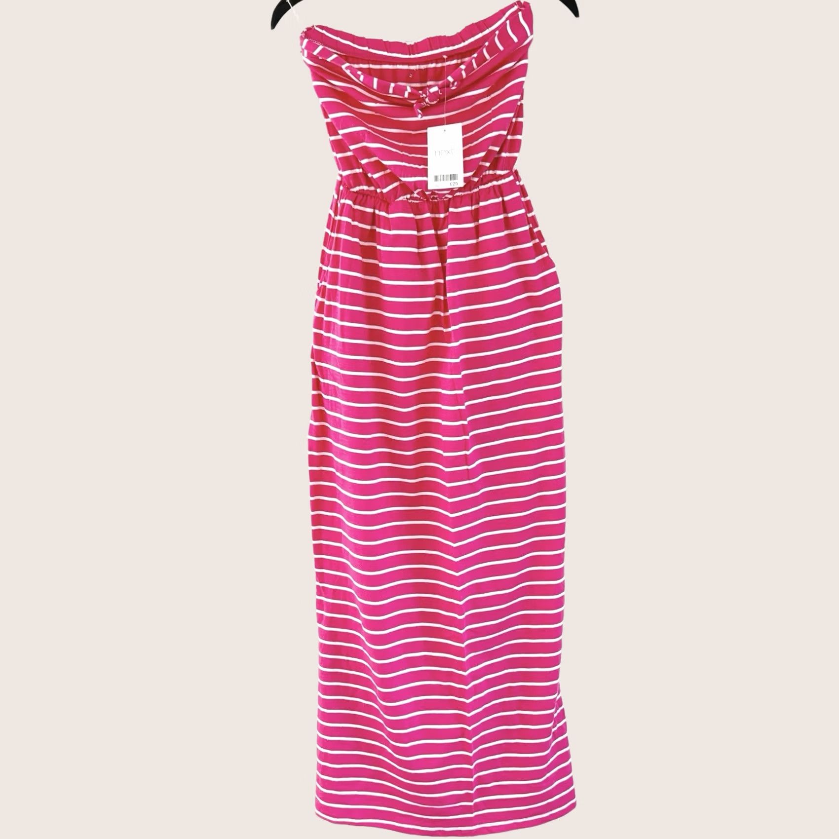 NEXT BNWT Next Pink Striped Bandaged Maxi Dress UK 10, New Tags, Stylish Summer Size L / US 10 / IT 46 - 1 Thumbnail