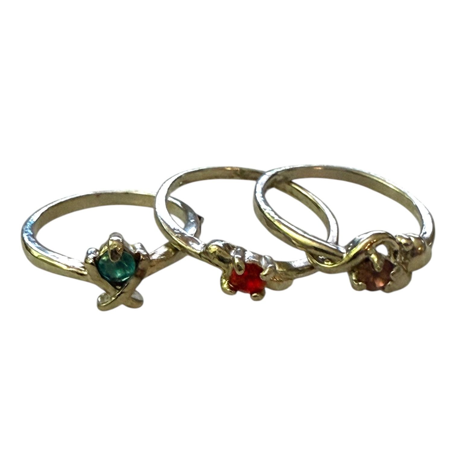 Other Silver 3 Ring Gemstones Stacking Multi Finger Set Size 5-7 Size ONE SIZE - 5 Thumbnail