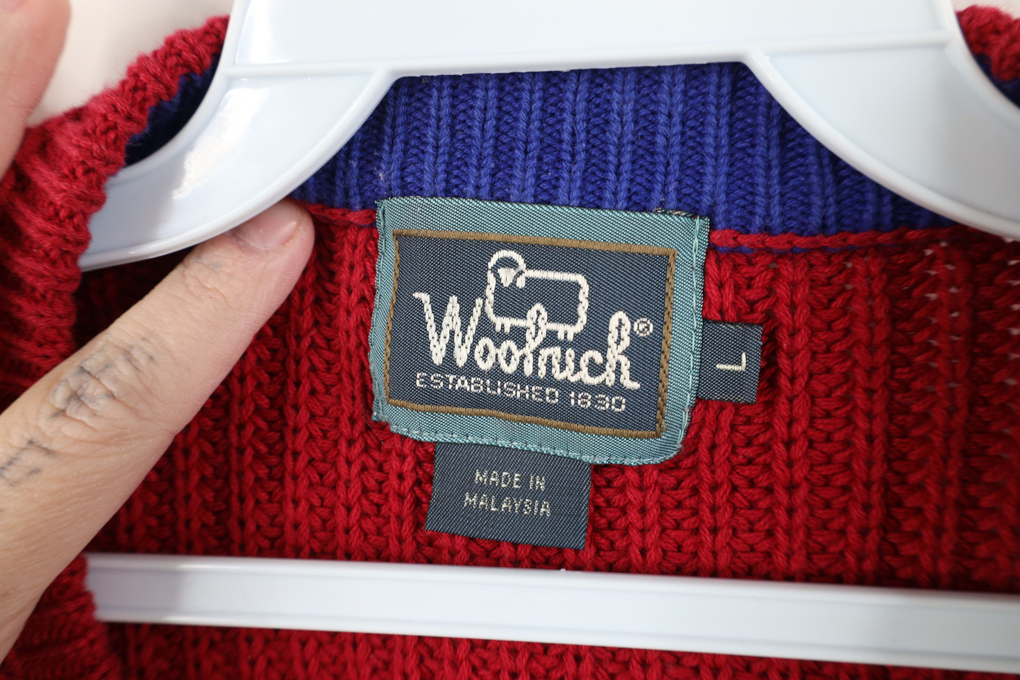Woolrich Woolen Mills Vintage 90s Woolrich Chunky Ribbed Knit Crewneck Sweater Red Size US L / EU 52-54 / 3 - 4 Thumbnail