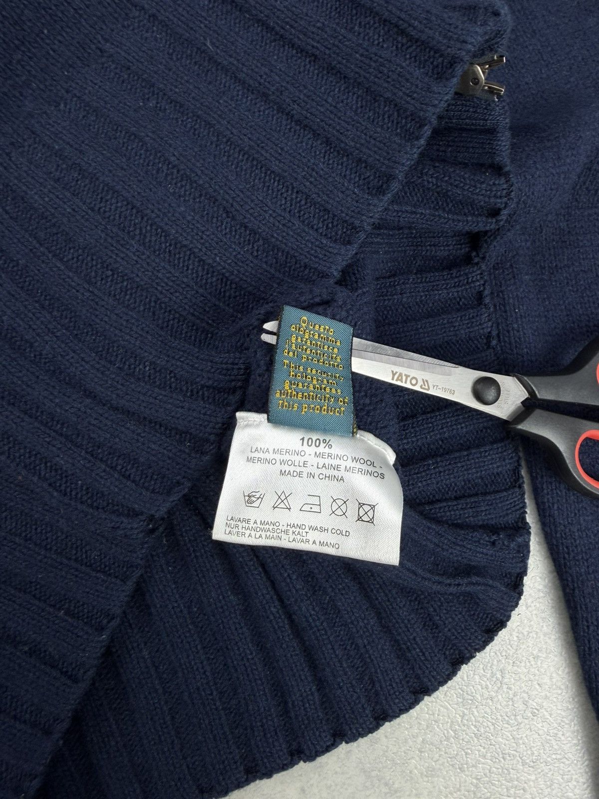 La Martina La Martina Men’s Merino Wool Full Zip Sweater Navy Size M Size US M / EU 48-50 / 2 - 6 Thumbnail