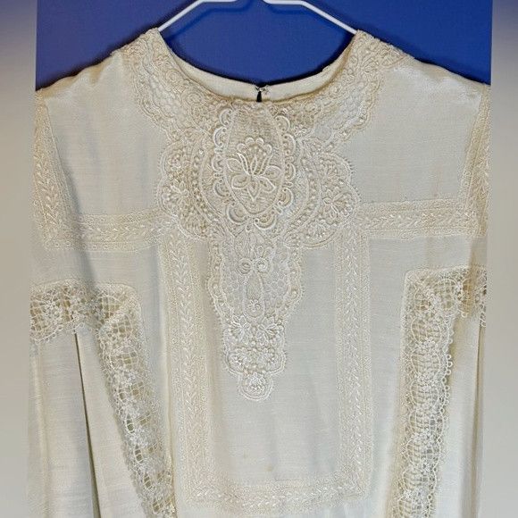 Other Vintage Miss Ashlee Ivory Lace Victorian Style Blouse Size S / US 4 / IT 40 - 2 Thumbnail