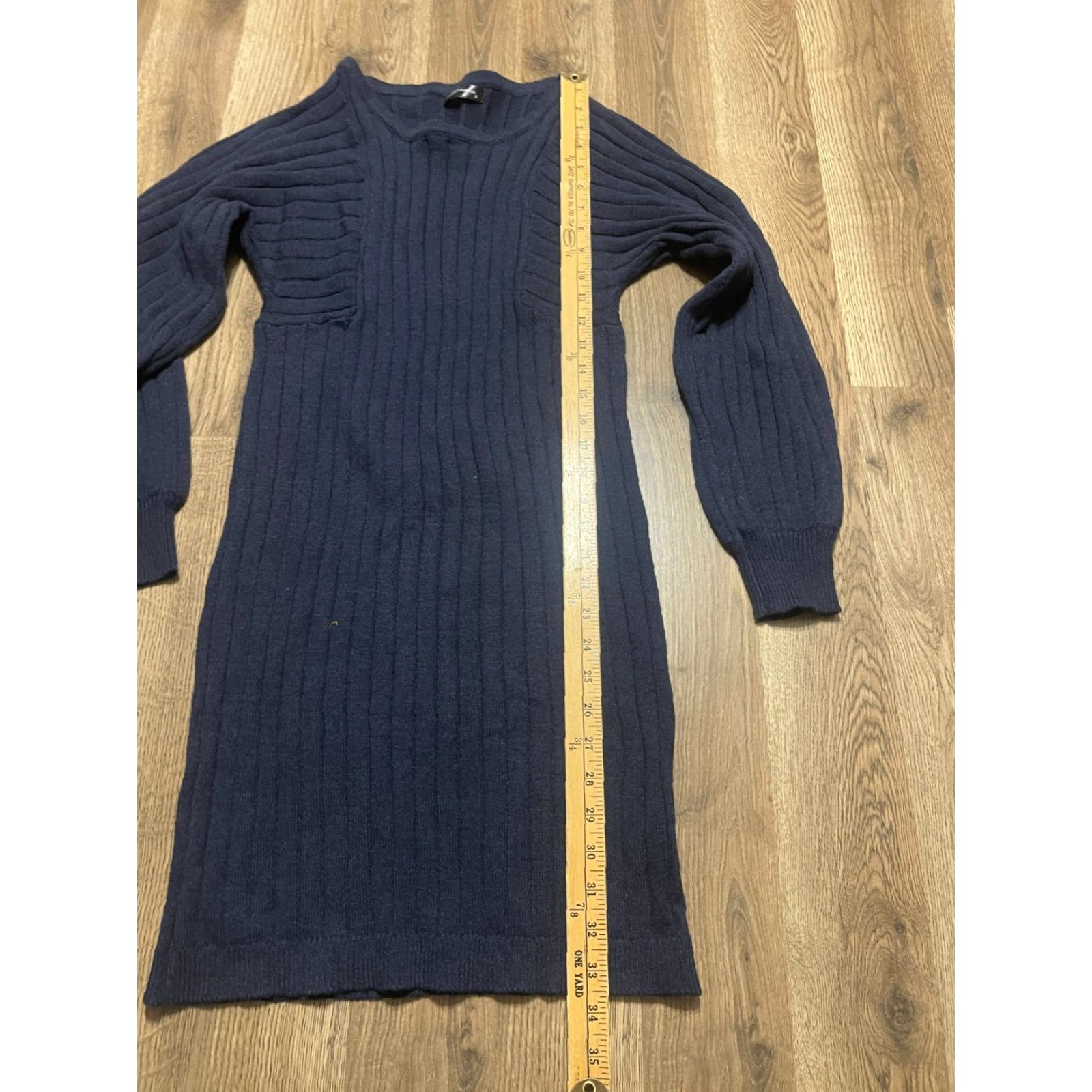 Vintage Pretty Garden Dress Womens Size Small Blue Long Sleeve Rib Sweater Dress Size S / US 4 / IT 40 - 4 Thumbnail