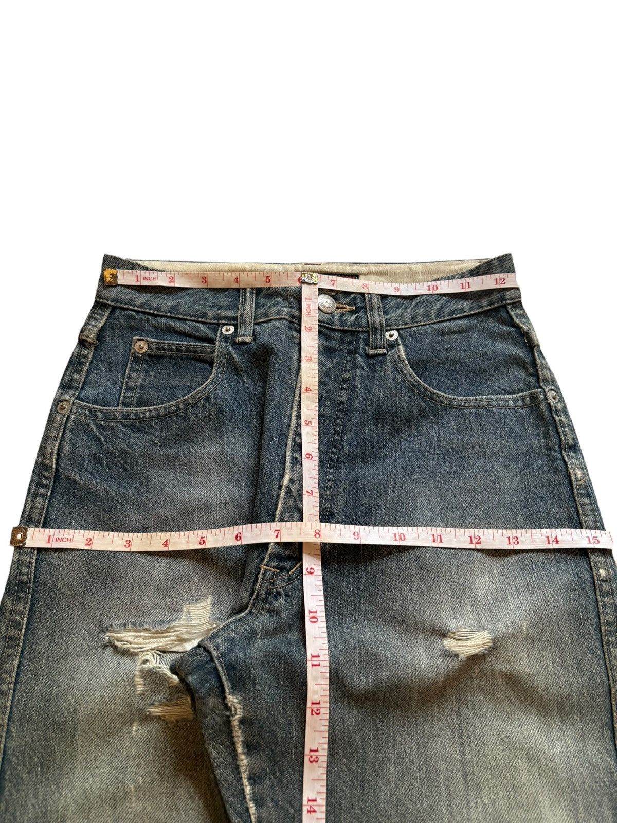 Designer × Katharine Hamnett London Vintage Katharine Mud Wash Distressed Ripped Bootcut Jeans Size 25" / US 0 / IT 36 - 14 Thumbnail