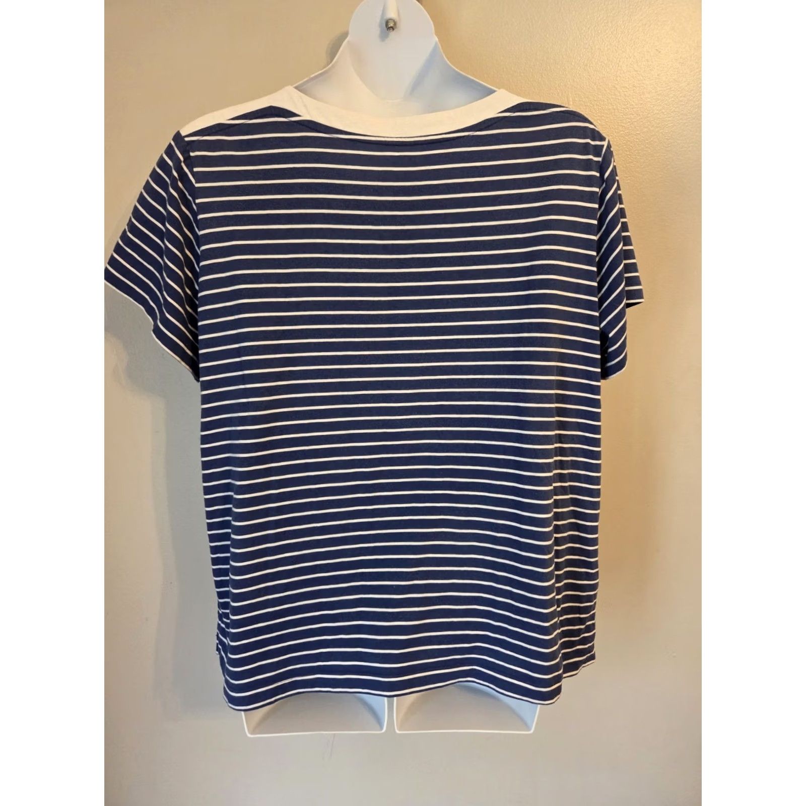 Vintage Chic Comfort Collection Shirt Blue Nautical Stripe Short Sleeve Casual Top 3X Size XXL / US 16-18 / IT 52-54 - 6 Thumbnail