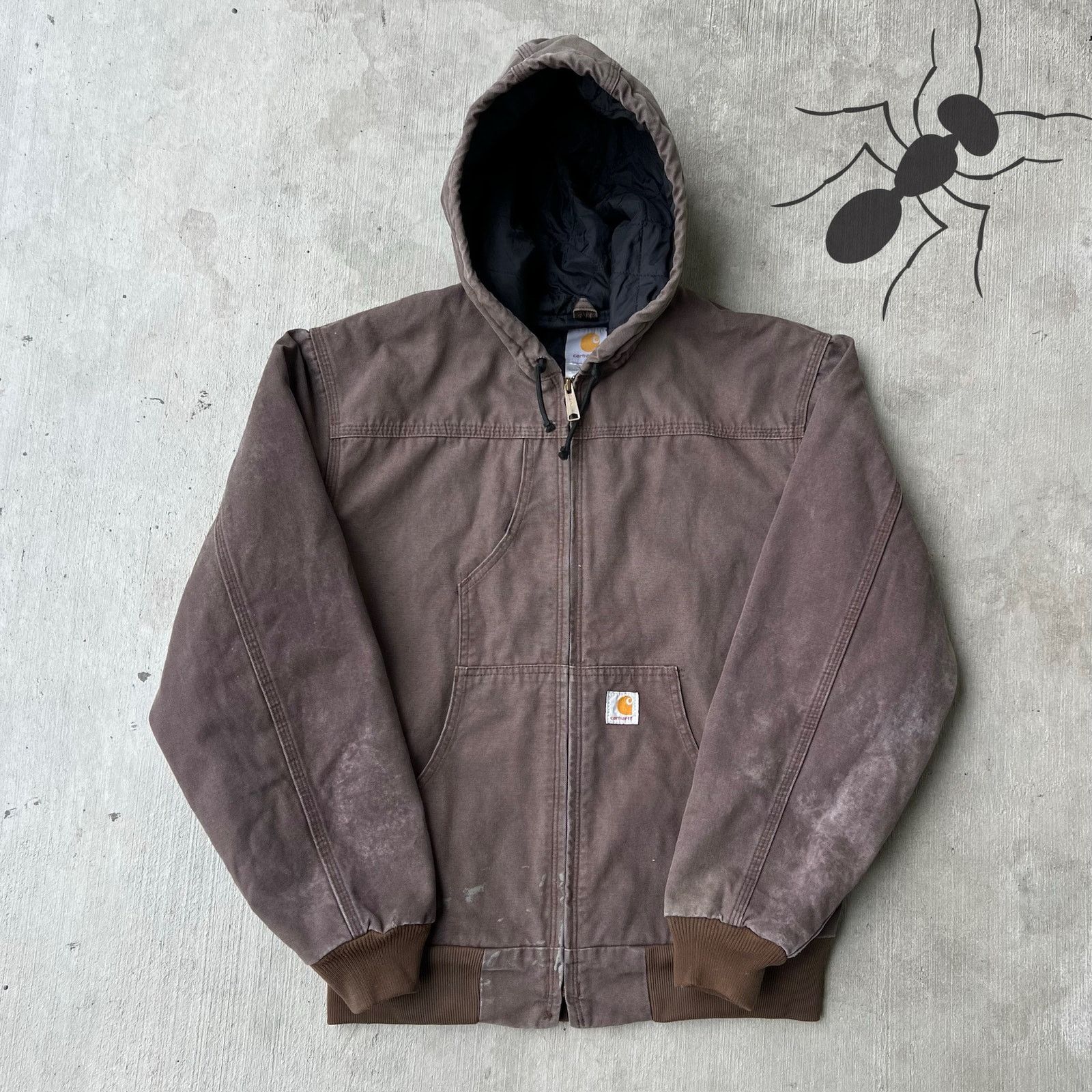 Carhartt × Vintage Carhartt J318 DKB faded brown hooded work wear jacket Size US M / EU 48-50 / 2 - 1 Thumbnail