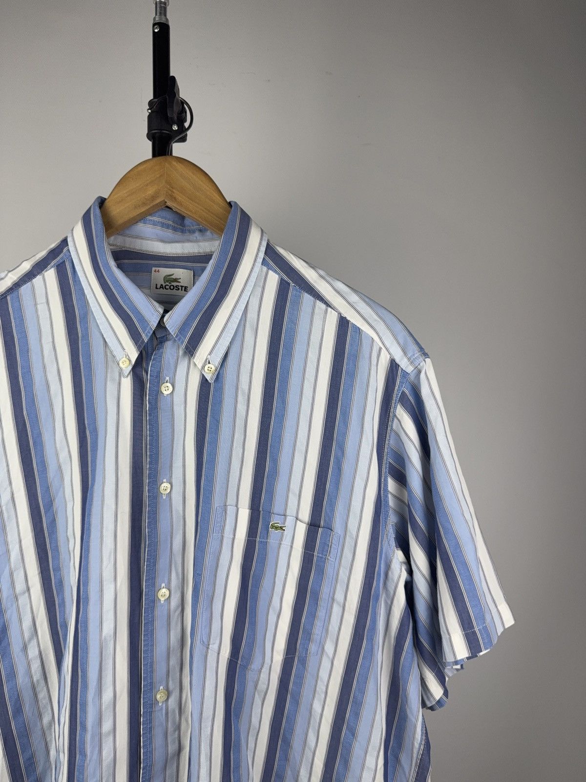 Lacoste Vntg 90s Retro striped Lacoste Old Money Style Short Shirt Size US L / EU 52-54 / 3 - 2 Thumbnail