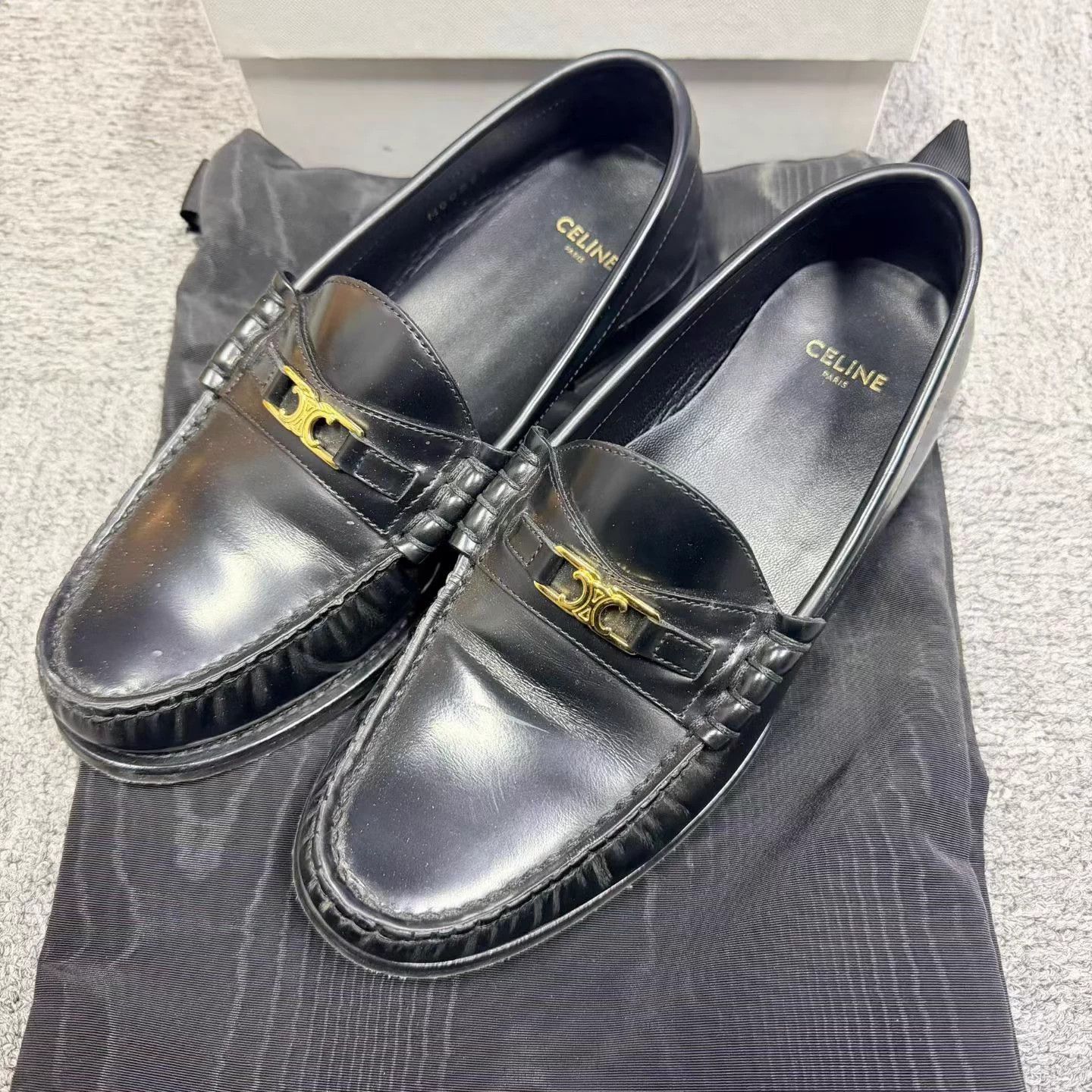 Celine CELINE Black Patent Leather Round Toe Slip-On Loafers 37 Size US 6 / IT 36 - 2 Thumbnail