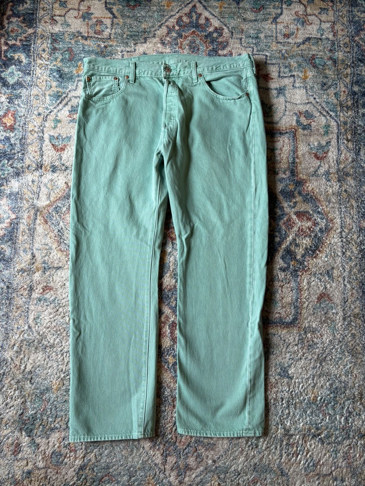 Levi's Levi’s 501 Turquoise Button-Fly Jeans Size 37 Size US 37 - 2 Thumbnail