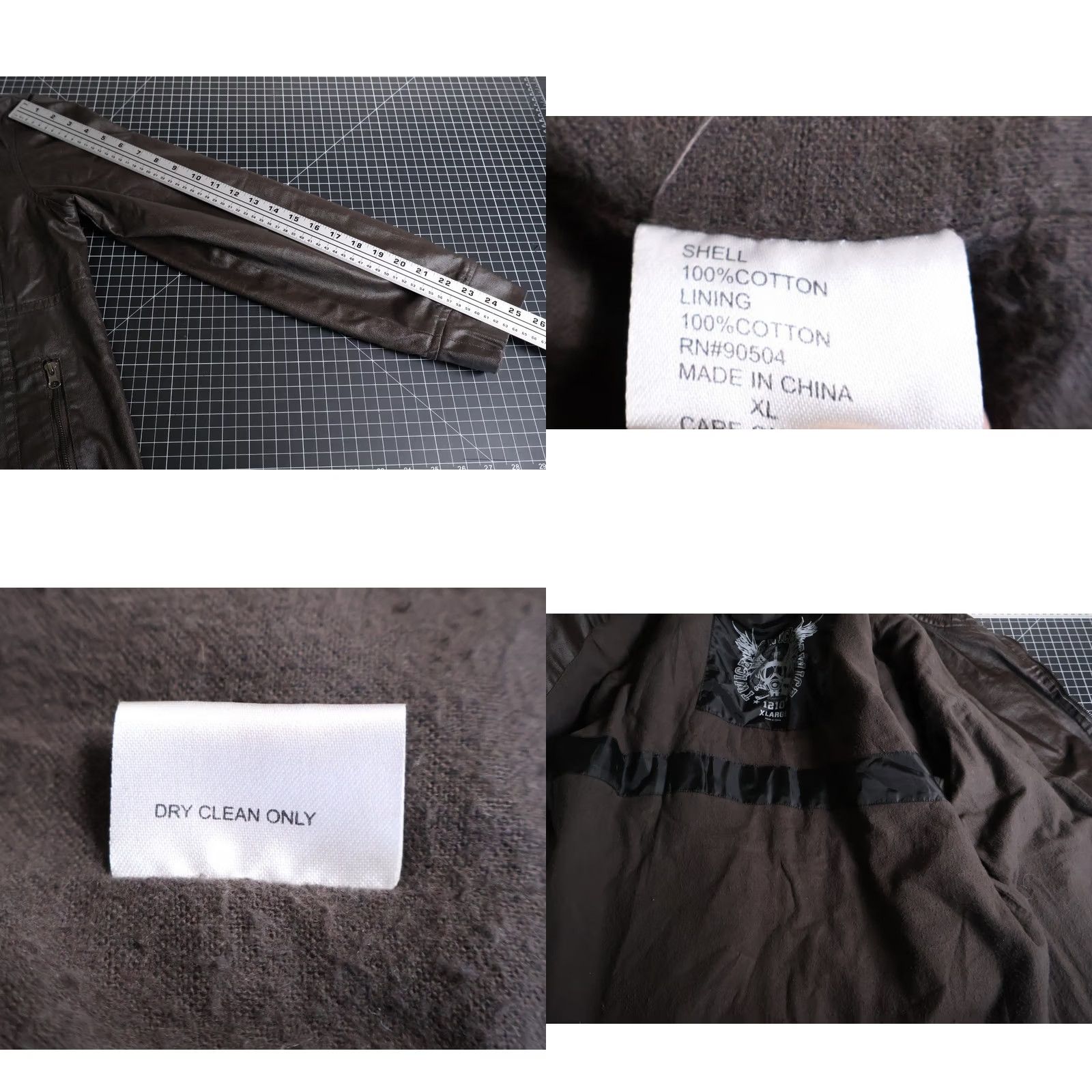 Vintage Twice 1210 Waxed Cotton Jacket Men L Dark Brown Full Zip Flight (XL Tag) Jacket Size US L / EU 52-54 / 3 - 8 Thumbnail