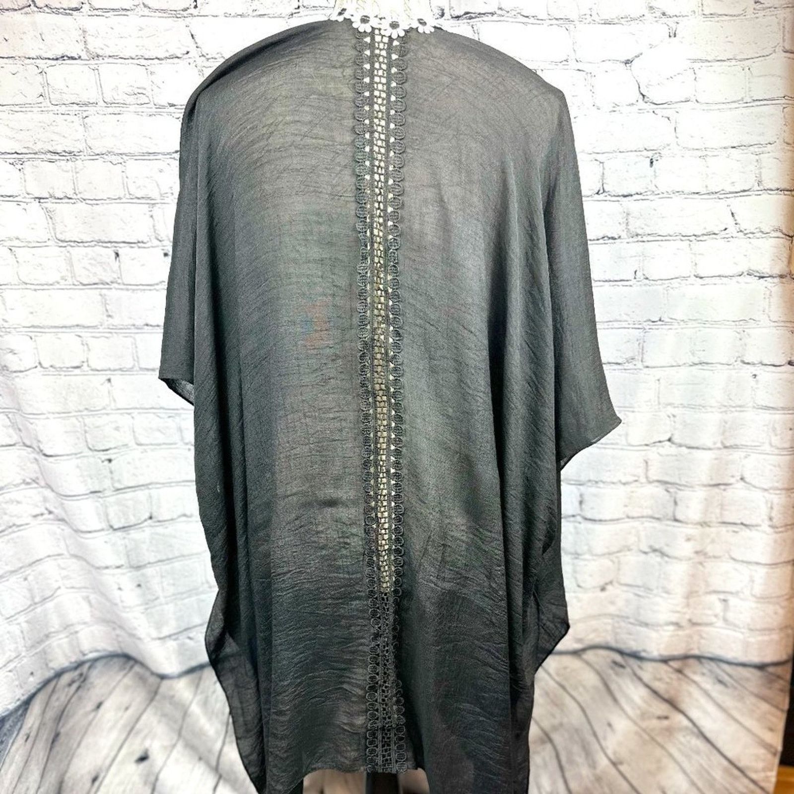 Other Black with White Daisies Kimono - Black/White - One Size Size ONE SIZE - 13 Thumbnail