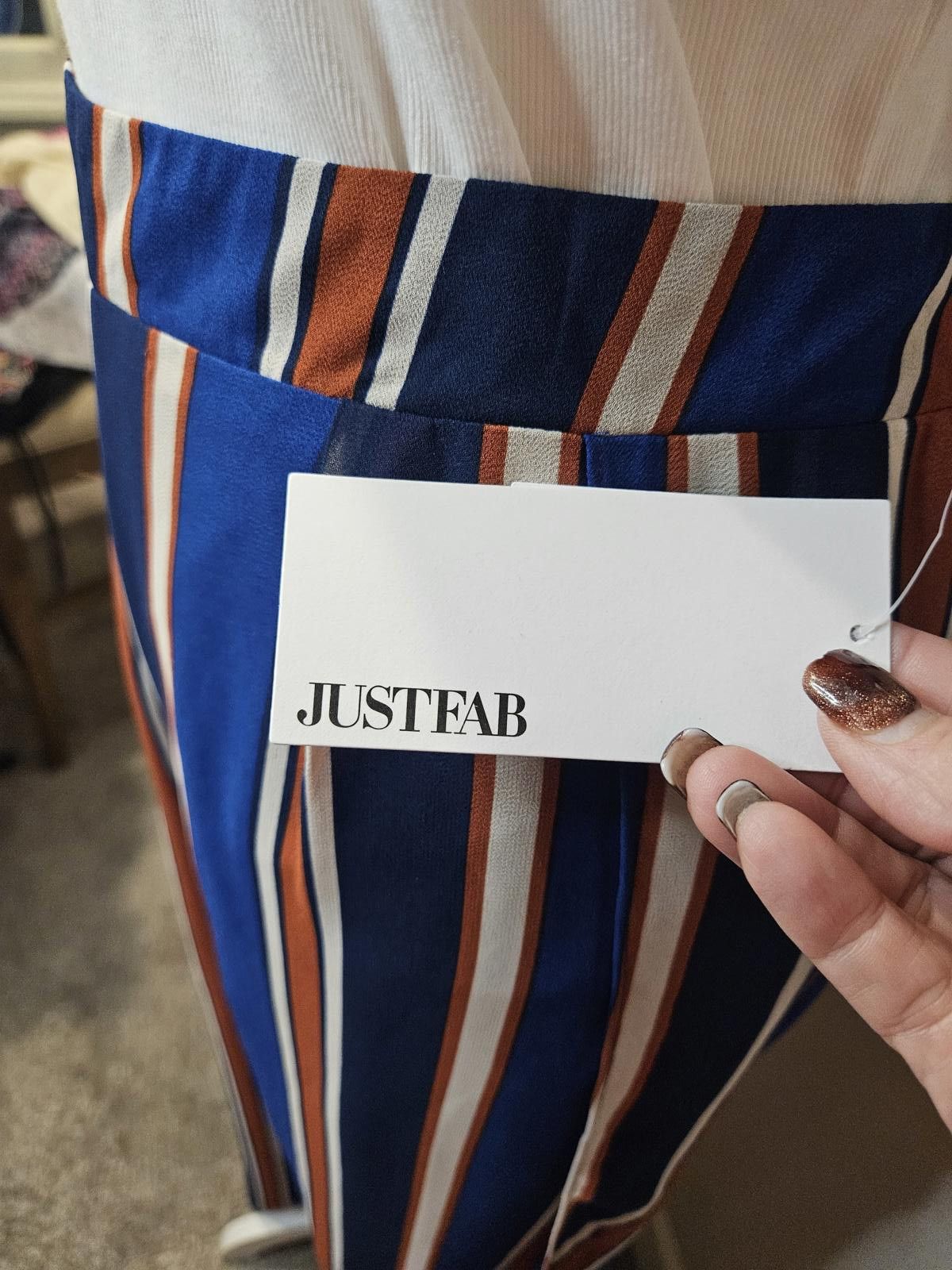 Designer Nwt JustFab Festival Striped Wide-Leg Pants/shorts #294 Size 32" / US 10 / IT 46 - 8 Thumbnail