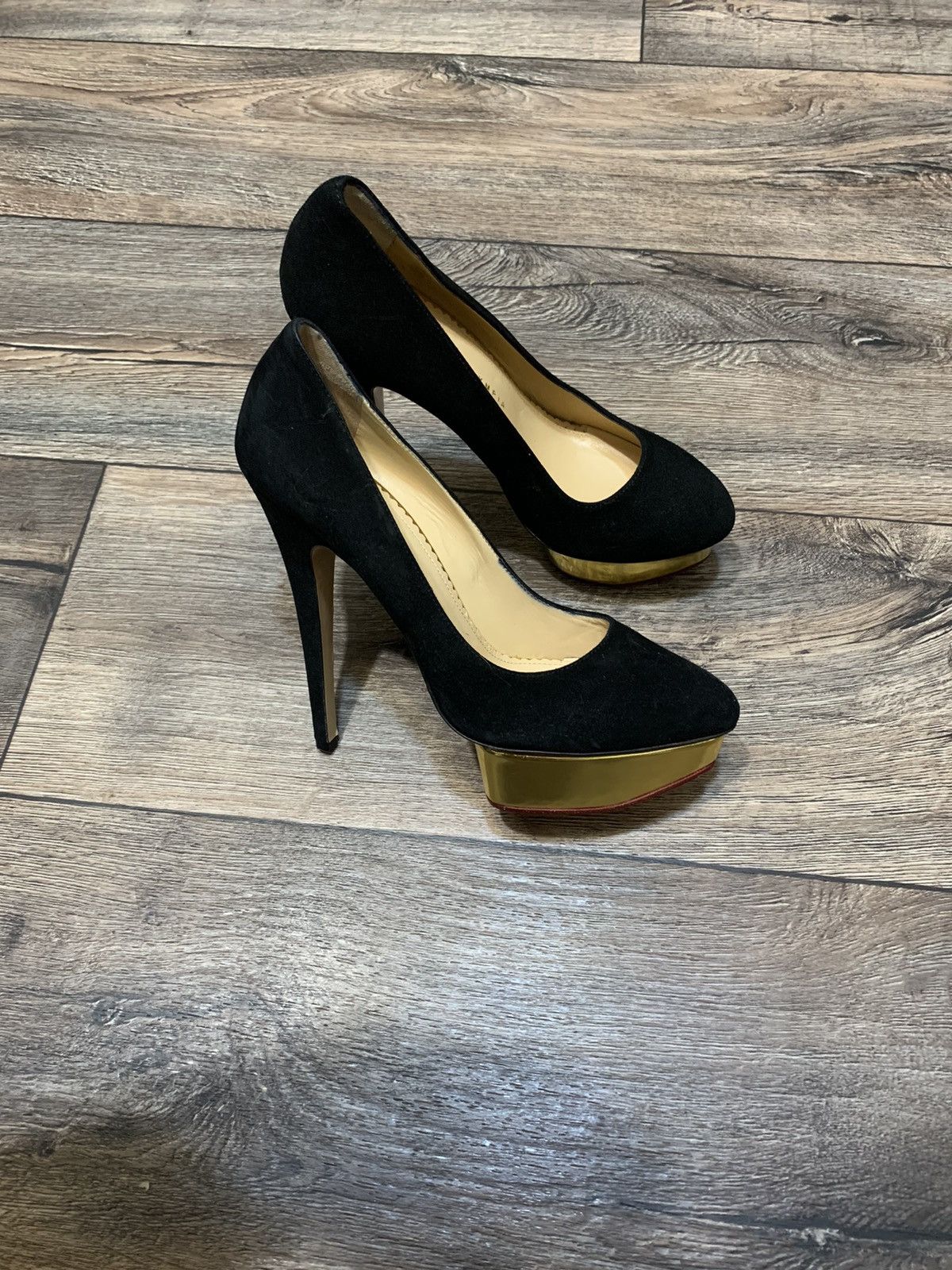 Charlotte Olympia × Designer Charlotte Olympia Dolly Platform Pumps Black Suede Heels Size US 8.5 / IT 38.5 - 1 Thumbnail