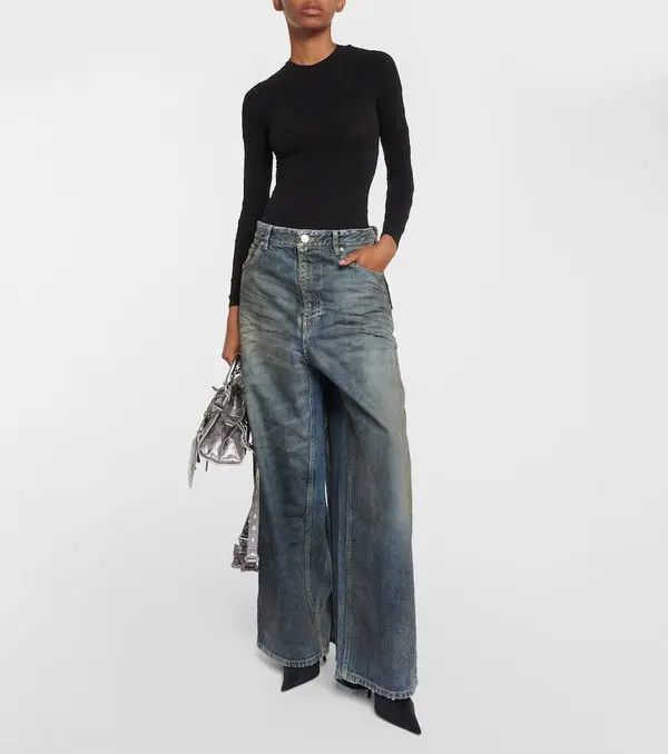 Balenciaga o1s1rm1024 Maxi Skirt Jeans in Blue Size 28" / US 6 / IT 42 - 7 Thumbnail
