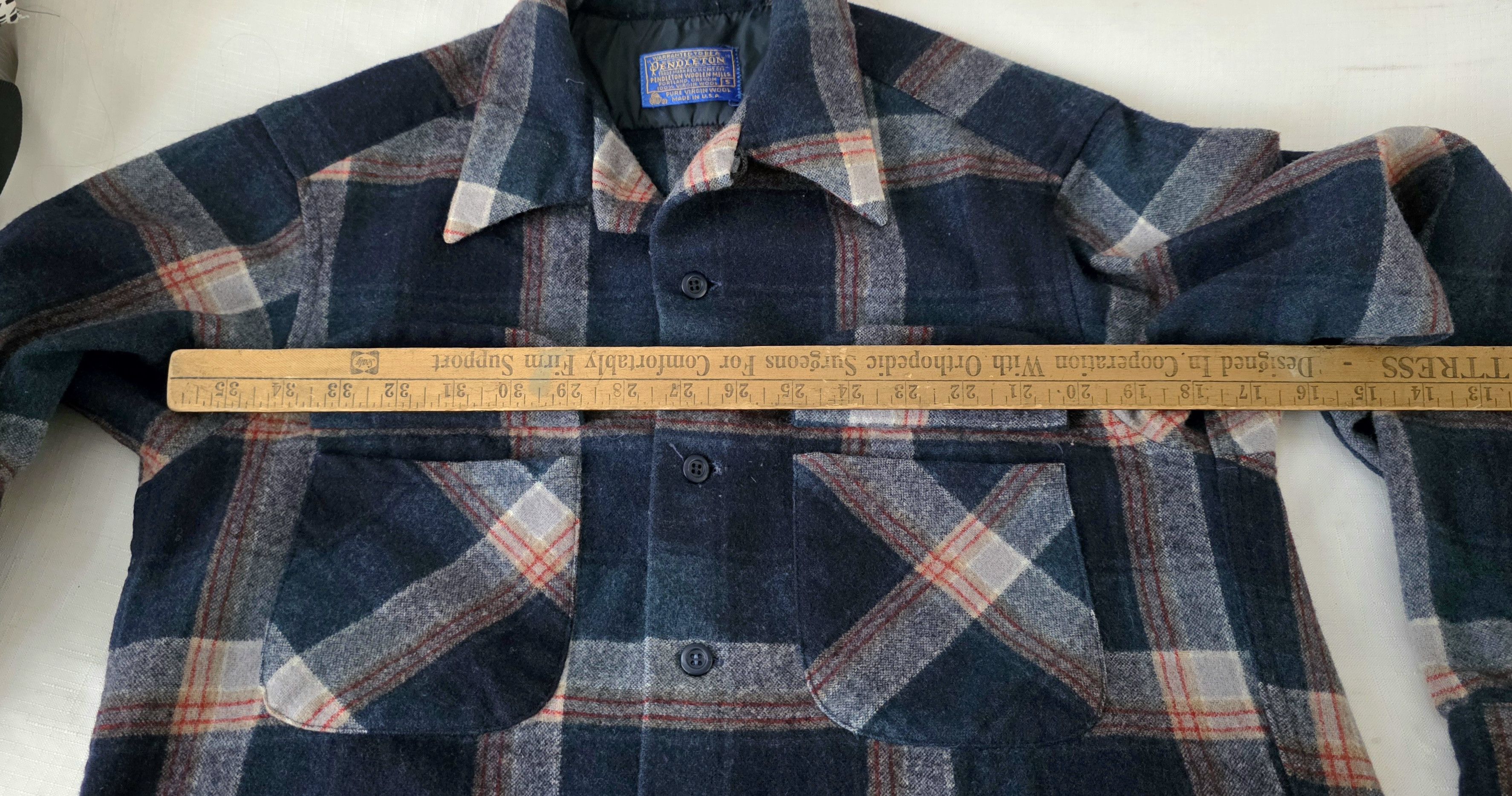 Pendleton Pendleton 1970s 80s Wool Board S Blue Plaid Loop Collar USA Size US S / EU 44-46 / 1 - 11 Thumbnail
