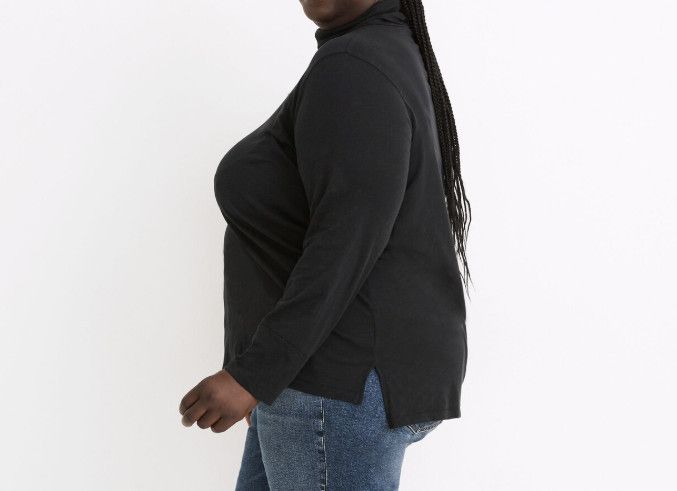 Madewell Madewell NB671 Whisper Cotton Turtleneck Black ( 3X ) Size 3XL / US 20-22 - 1 Thumbnail