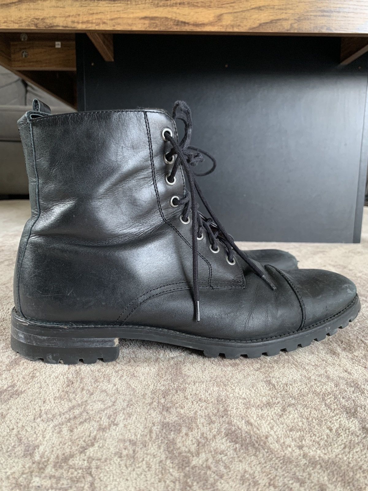 Other Blake McKay Bryan Black Leather Cap Toe Combat Boot Side Zip Size US 9 / EU 42 - 1 Thumbnail