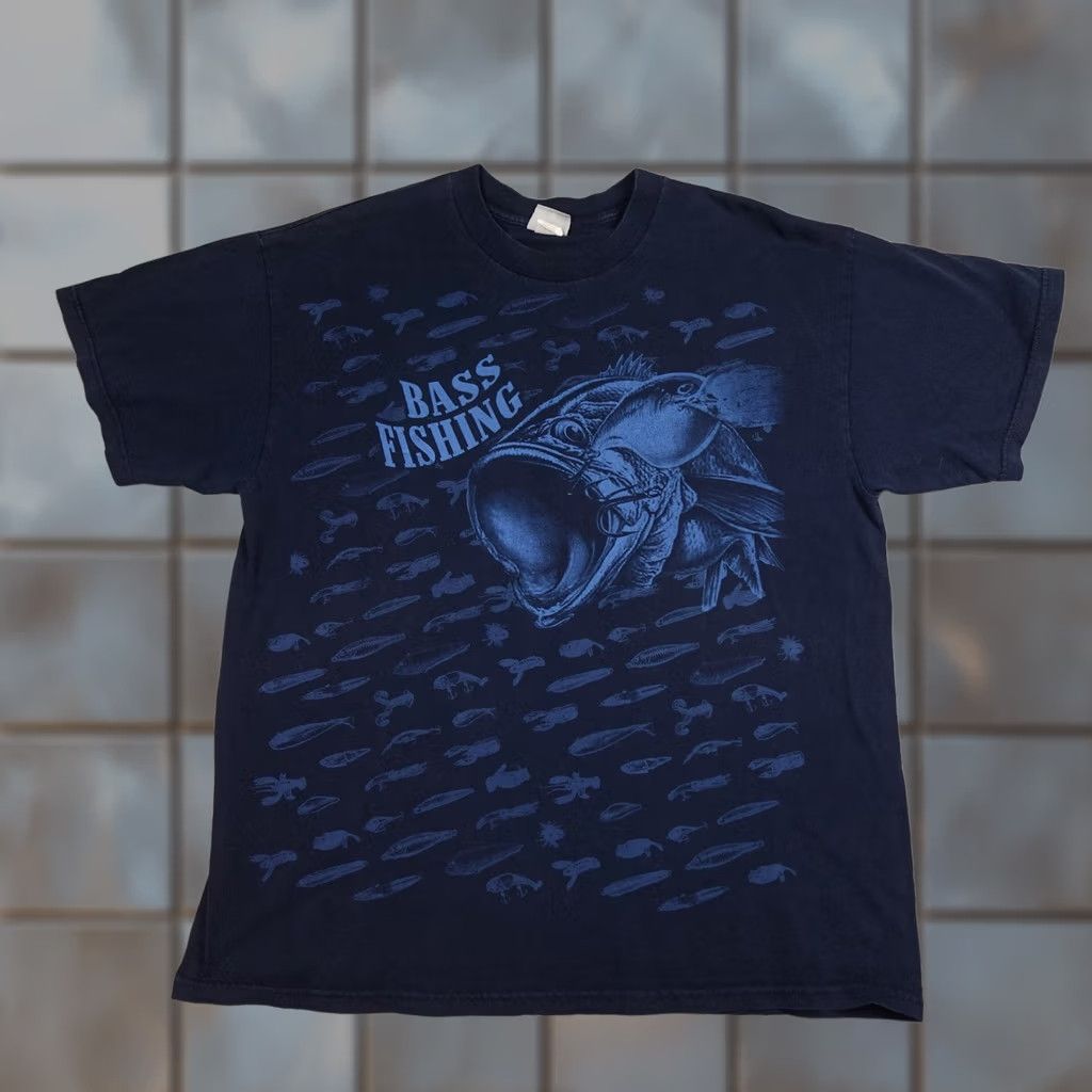 Vintage VINTAGE National Heritage Bass Fishing Shirt Mens XL Blue Graphic Tee 2000s Size US XL / EU 56 / 4 - 1 Thumbnail