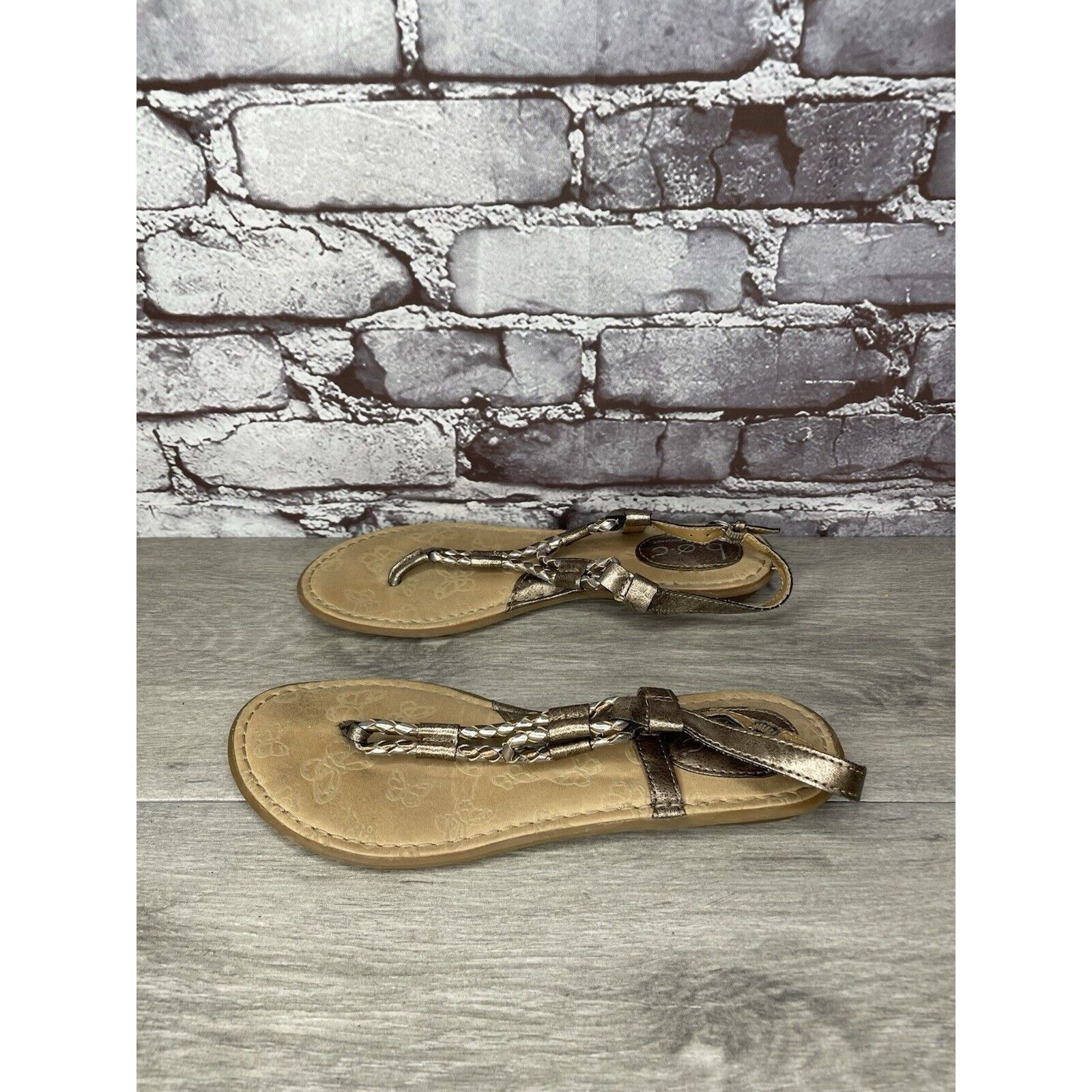 Born BOC Born Concept Bronze Metallic Leather Braided Thong Sanda Size US 8 / IT 38 - 14 Thumbnail